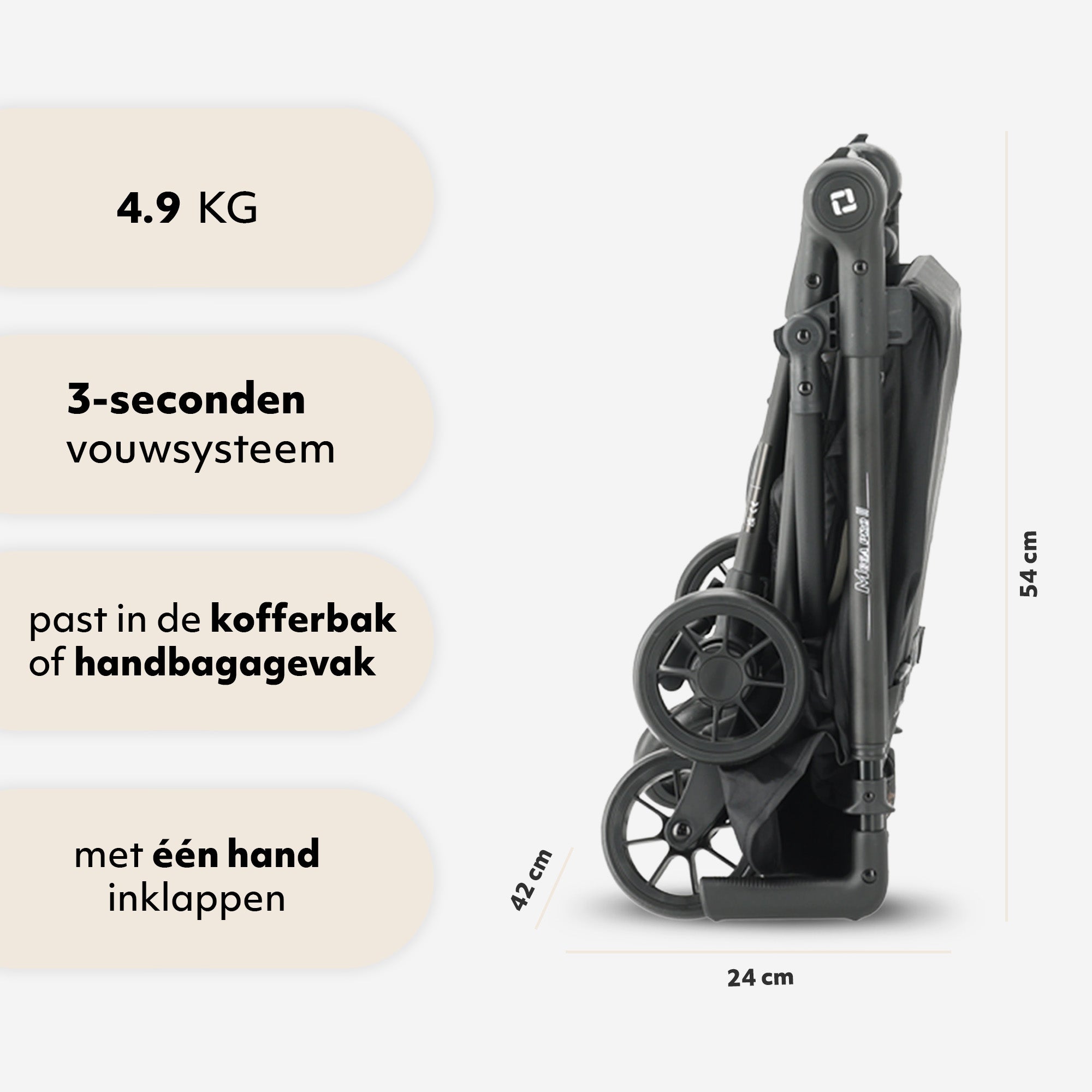 Qplay Mega Pro Lichtgewicht Buggy – Apricot