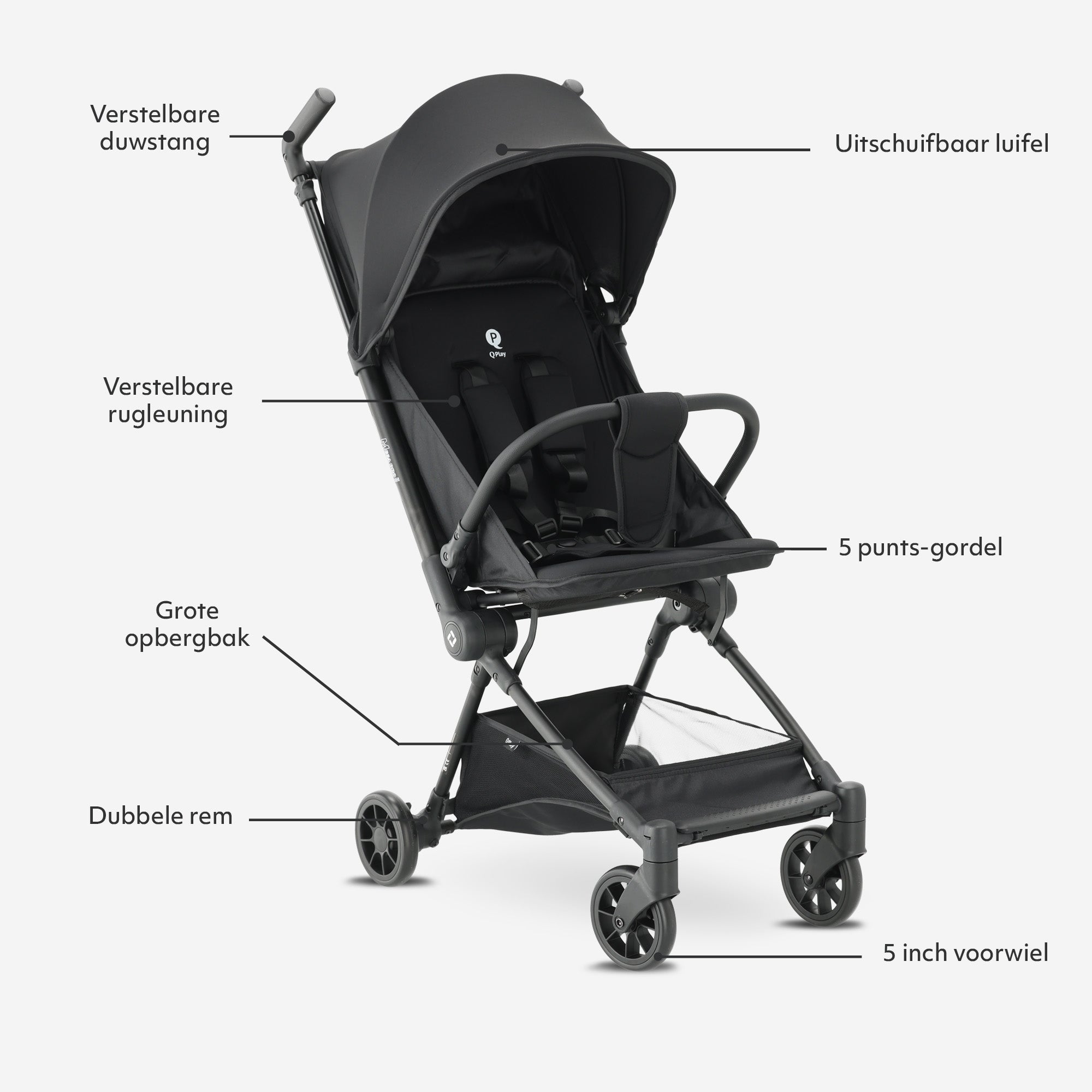 Qplay Mega Pro Lichtgewicht Buggy – Black