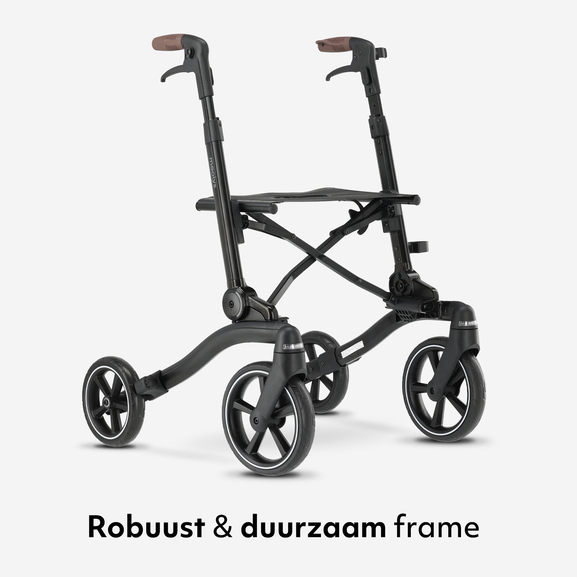 Mooiys Luxe Rollator - opvouwbaar - zitfunctie - Rugleuning inclusief wandelstok en houder - Zwart