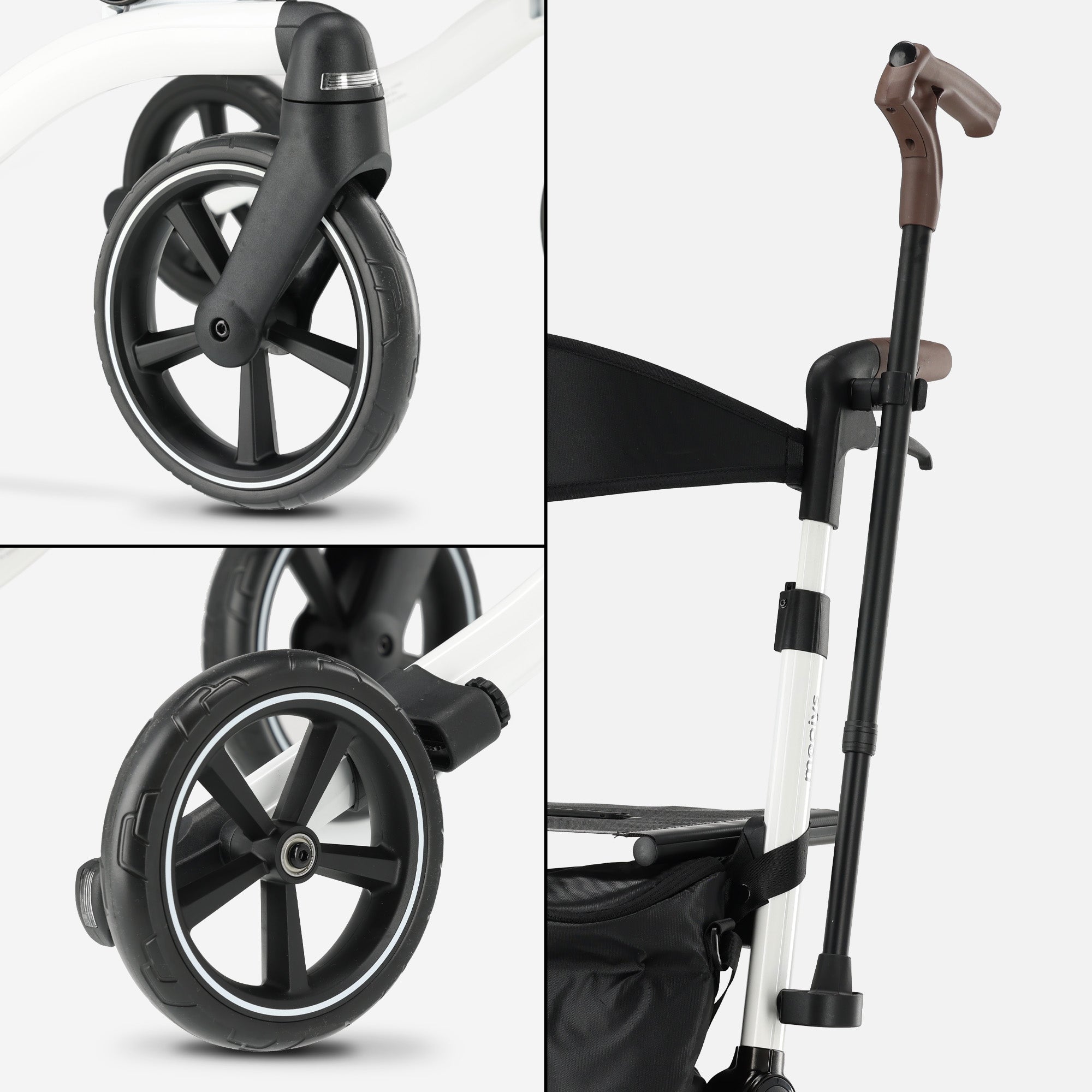 Mooiys Luxe Rollator - opvouwbaar - zitfunctie - voor binnen en buiten - Rugleuning inclusief wandelstok en houder - Wit