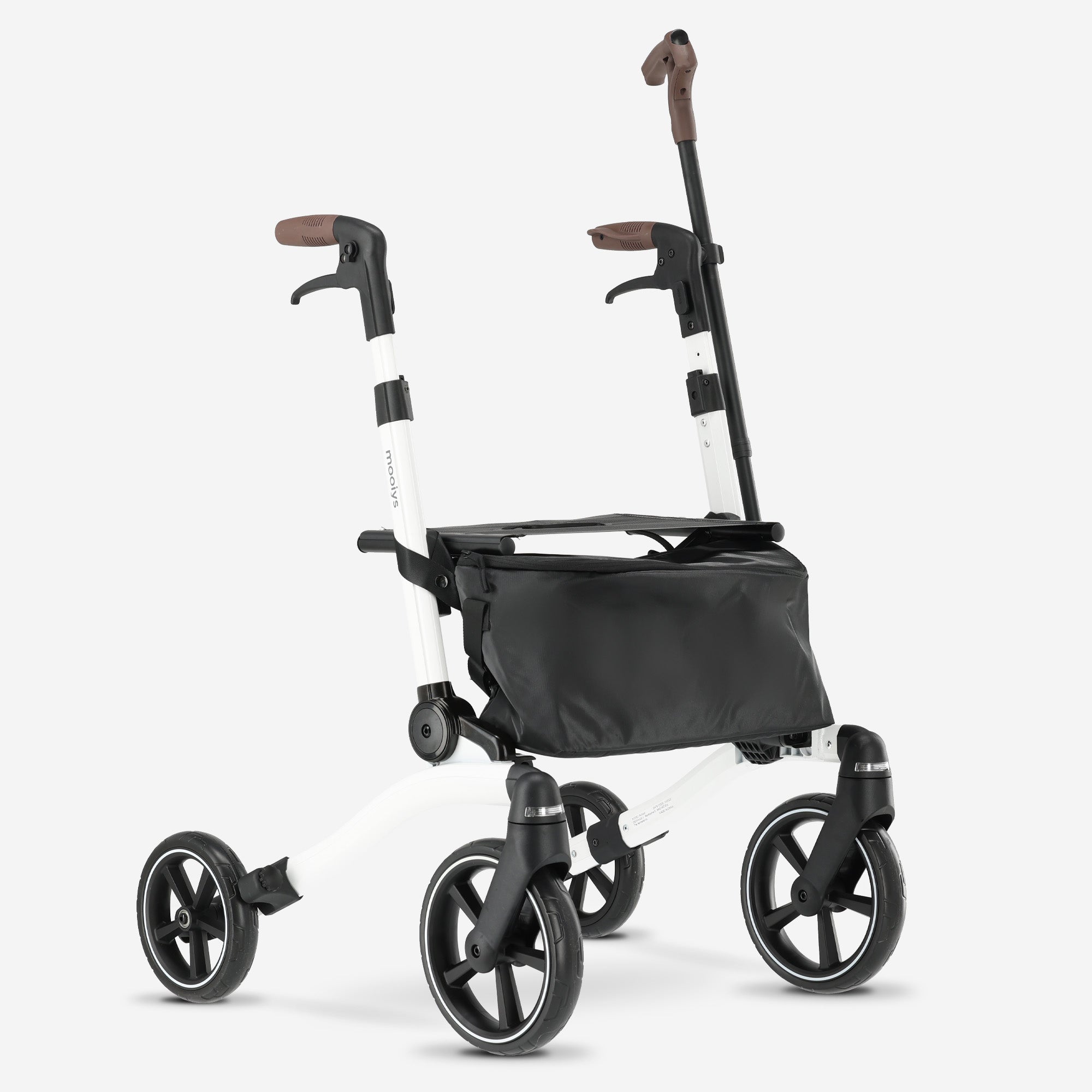 Mooiys Luxe Rollator - opvouwbaar - zitfunctie - voor binnen en buiten - Rugleuning inclusief wandelstok en houder - Wit