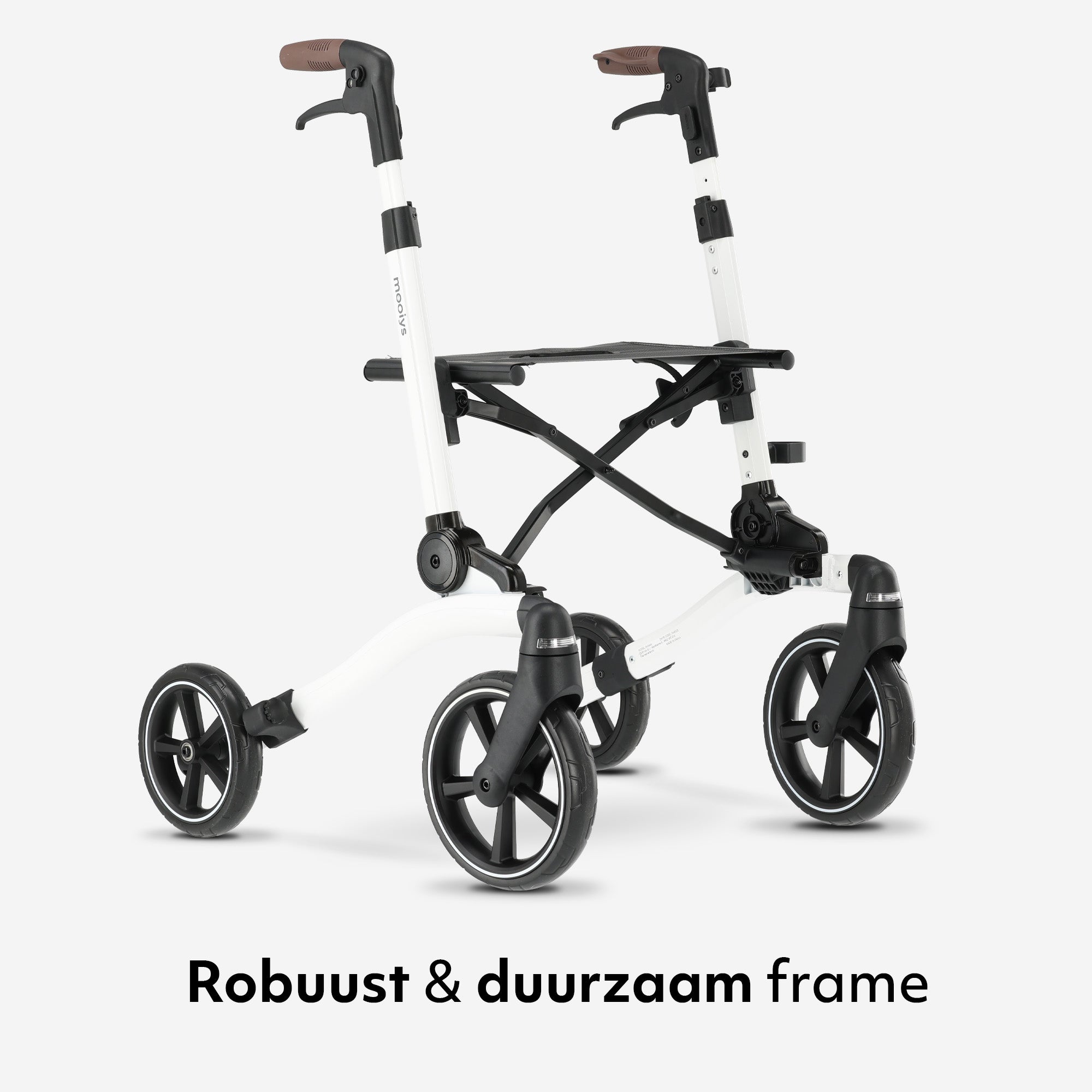 Mooiys Luxe Rollator - opvouwbaar - zitfunctie - voor binnen en buiten - Rugleuning inclusief wandelstok en houder - Wit