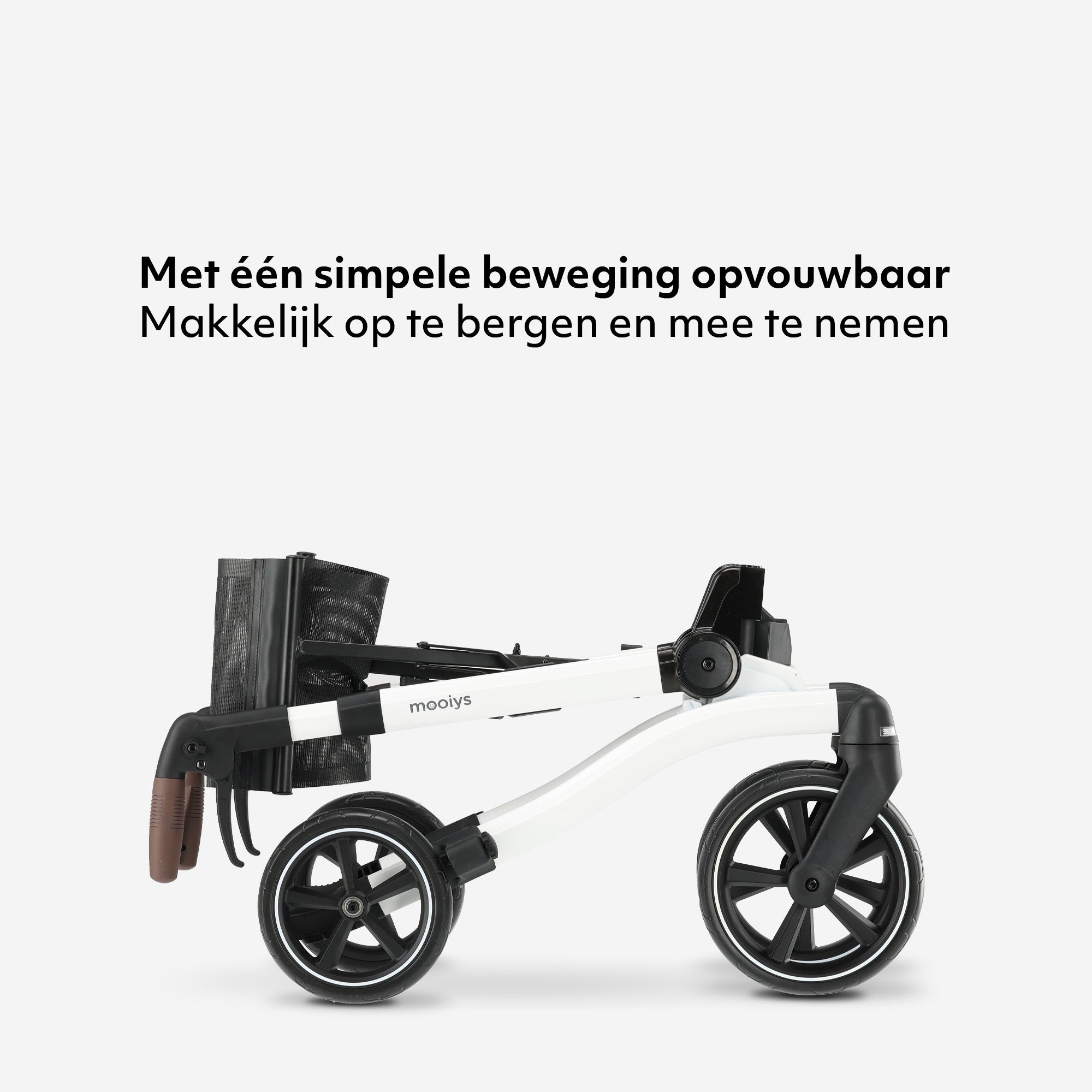 Mooiys Luxe Rollator - opvouwbaar - zitfunctie - voor binnen en buiten - Rugleuning inclusief wandelstok en houder - Wit