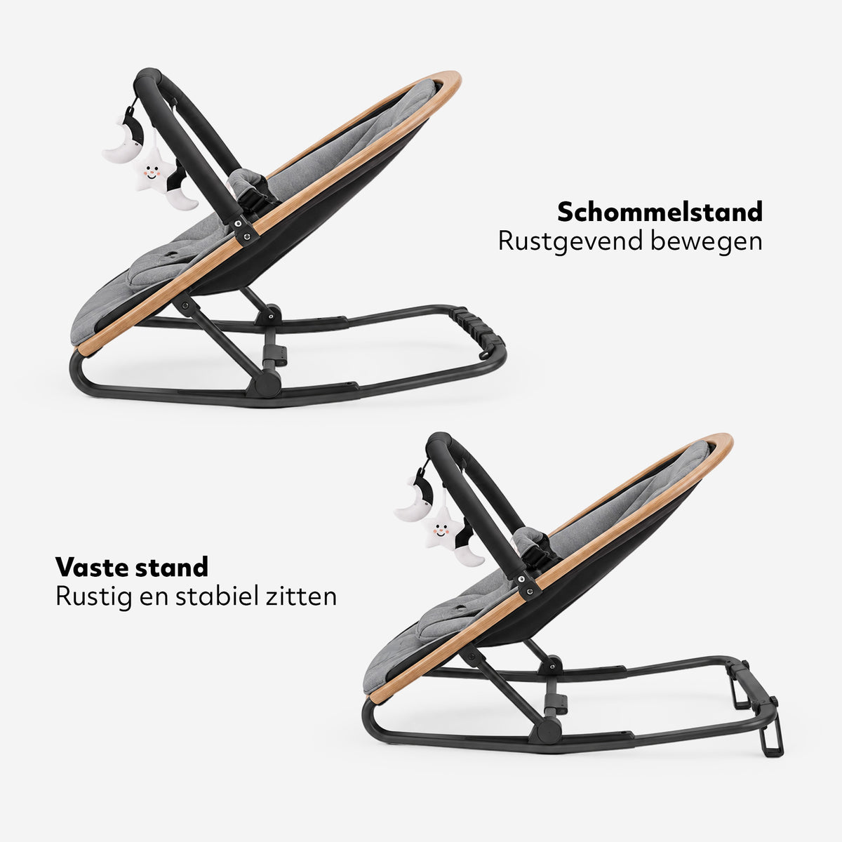 Deryan Rocker Luxe 2-in-1 Wipstoel - Grijs