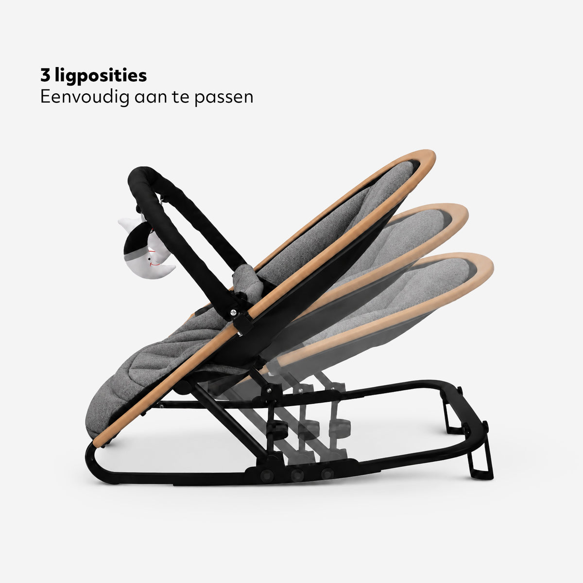 Deryan Rocker Luxe 2-in-1 Wipstoel - Grijs