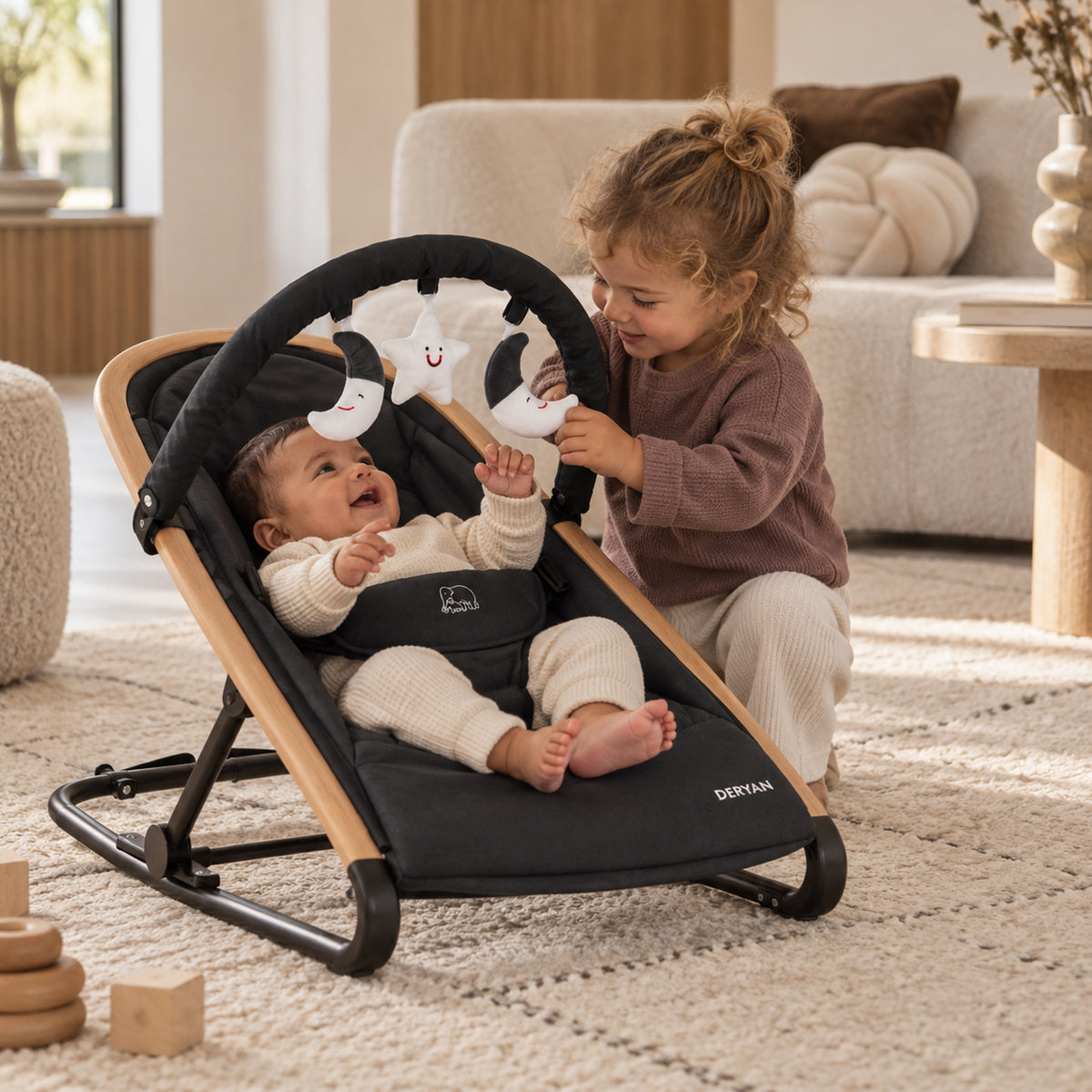 Deryan Rocker Luxe 2-in-1 Wipstoel - Zwart