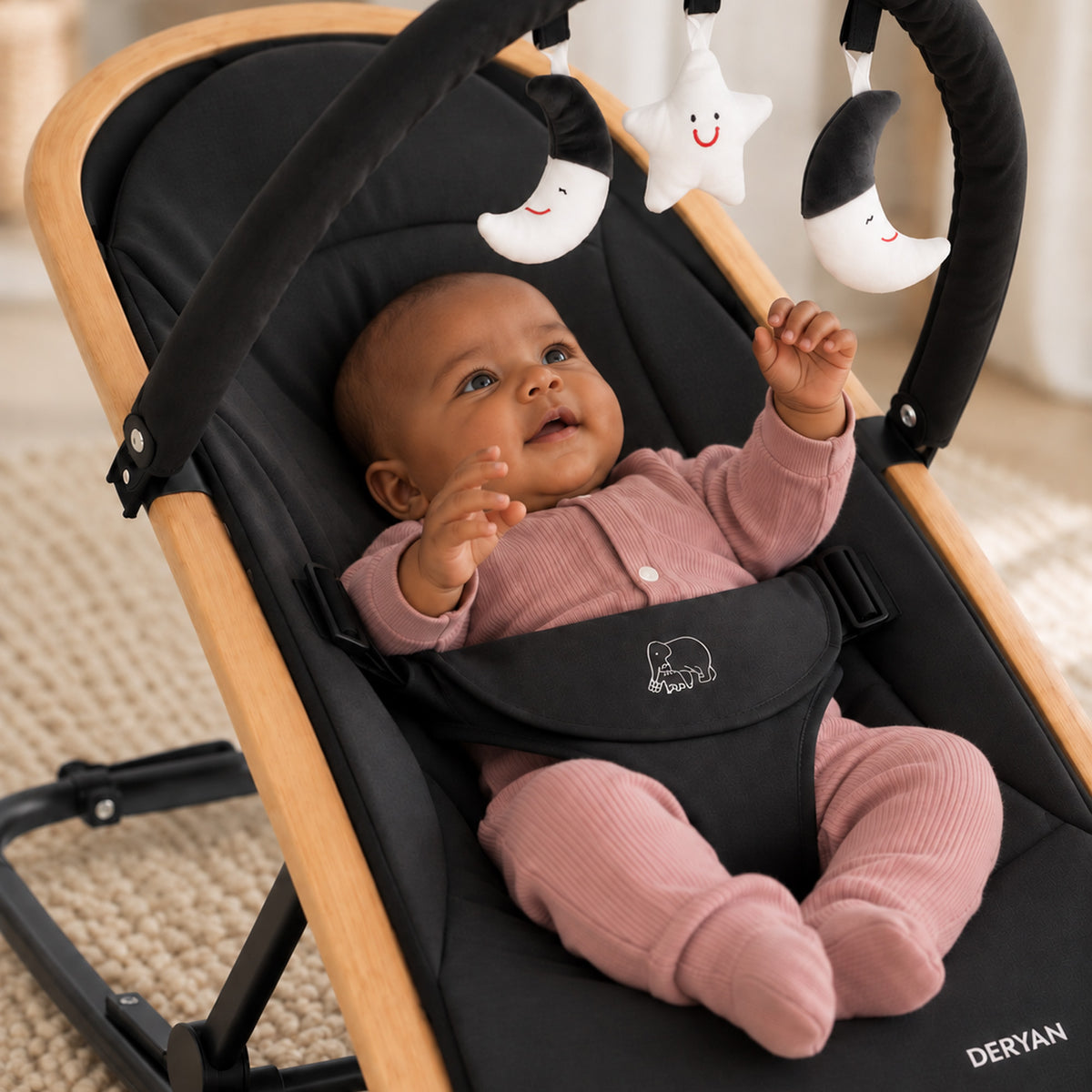 Deryan Rocker Luxe 2-in-1 Wipstoel - Zwart