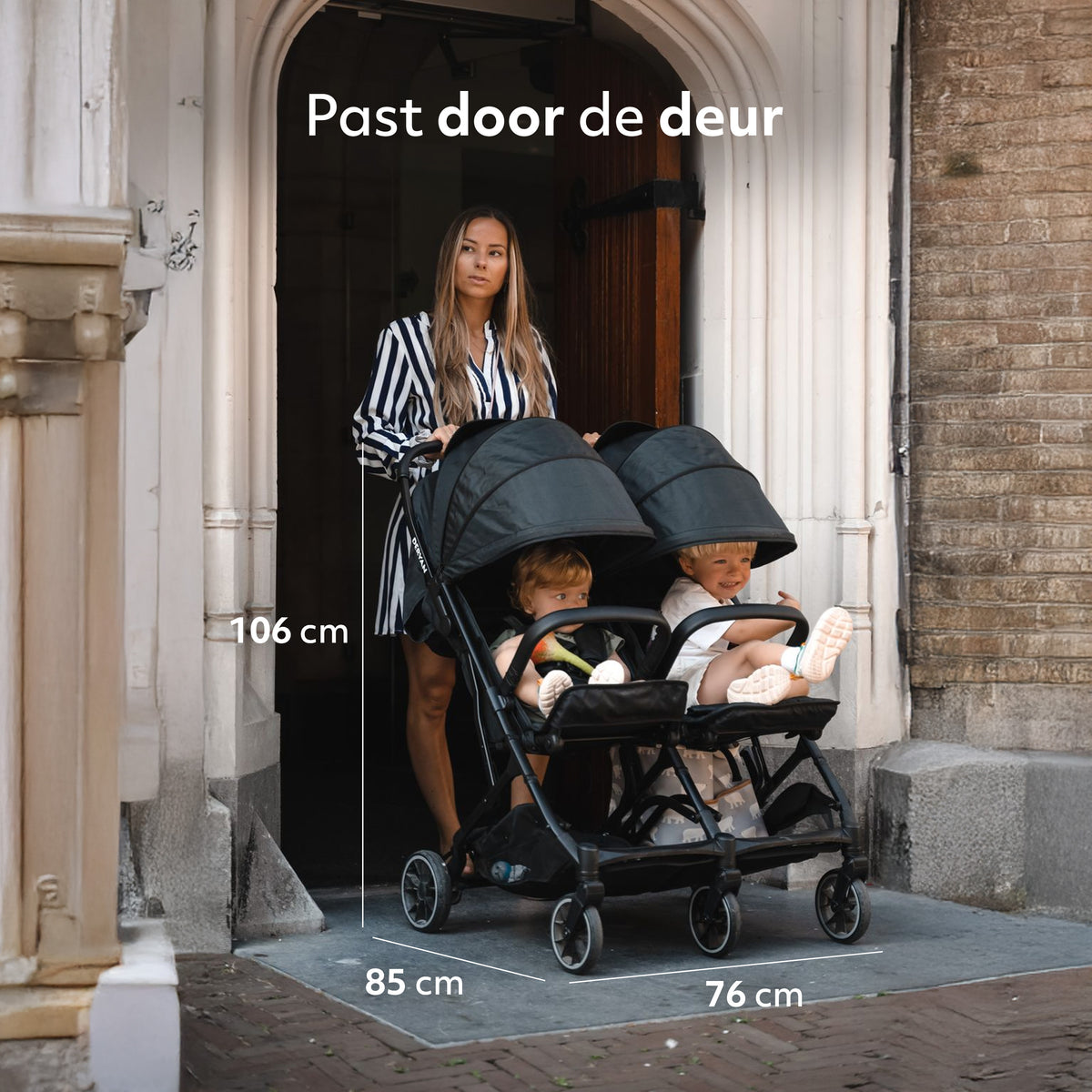 Deryan Luxury Rolo X2 Double Stroller - Duo Stroller - Black