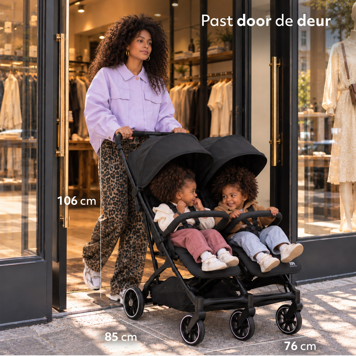 Deryan Luxury Rolo X2 Double Stroller - Duo Stroller - Black