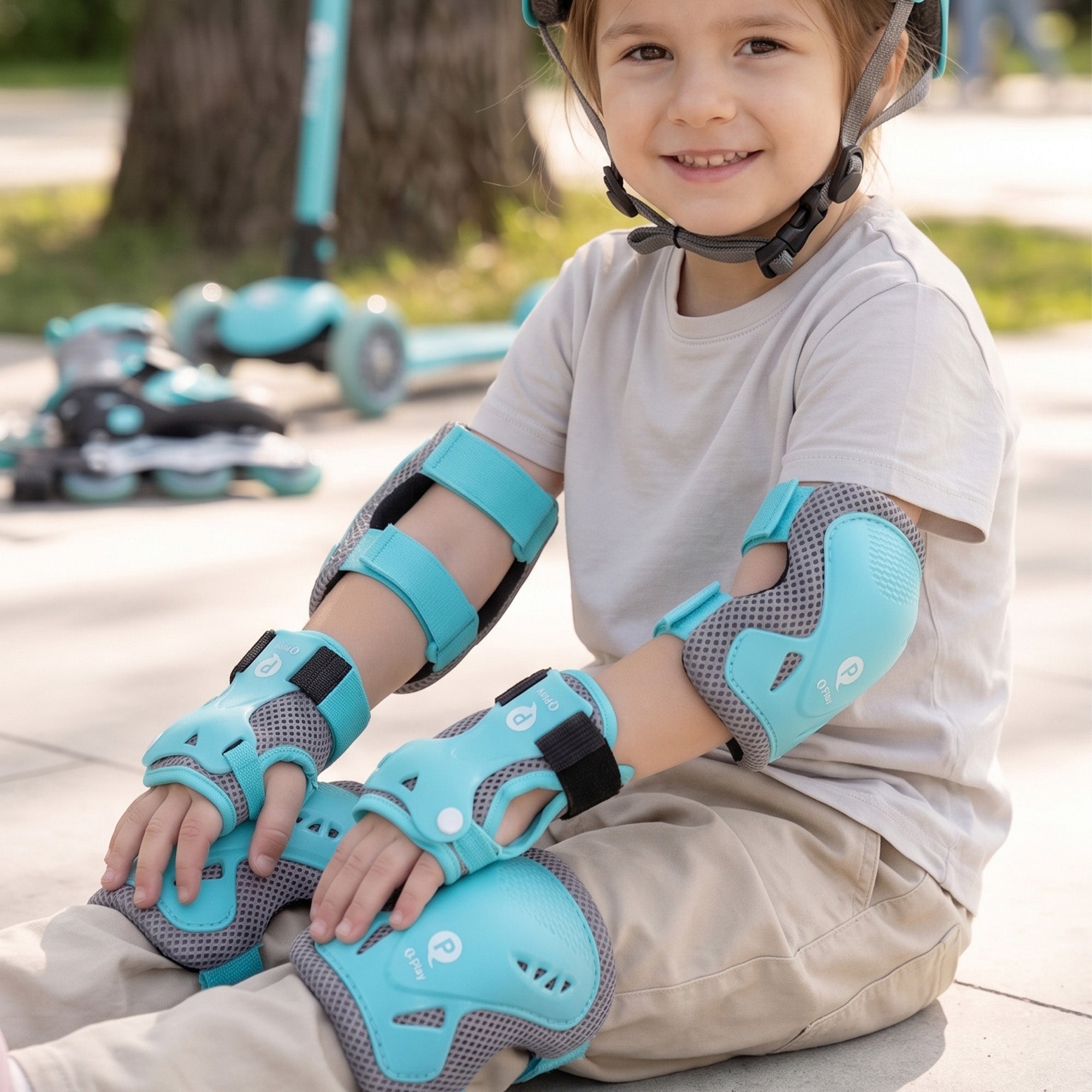 Qplay Pads - Beschermersset voor Kinderen - Maat S - Blauw