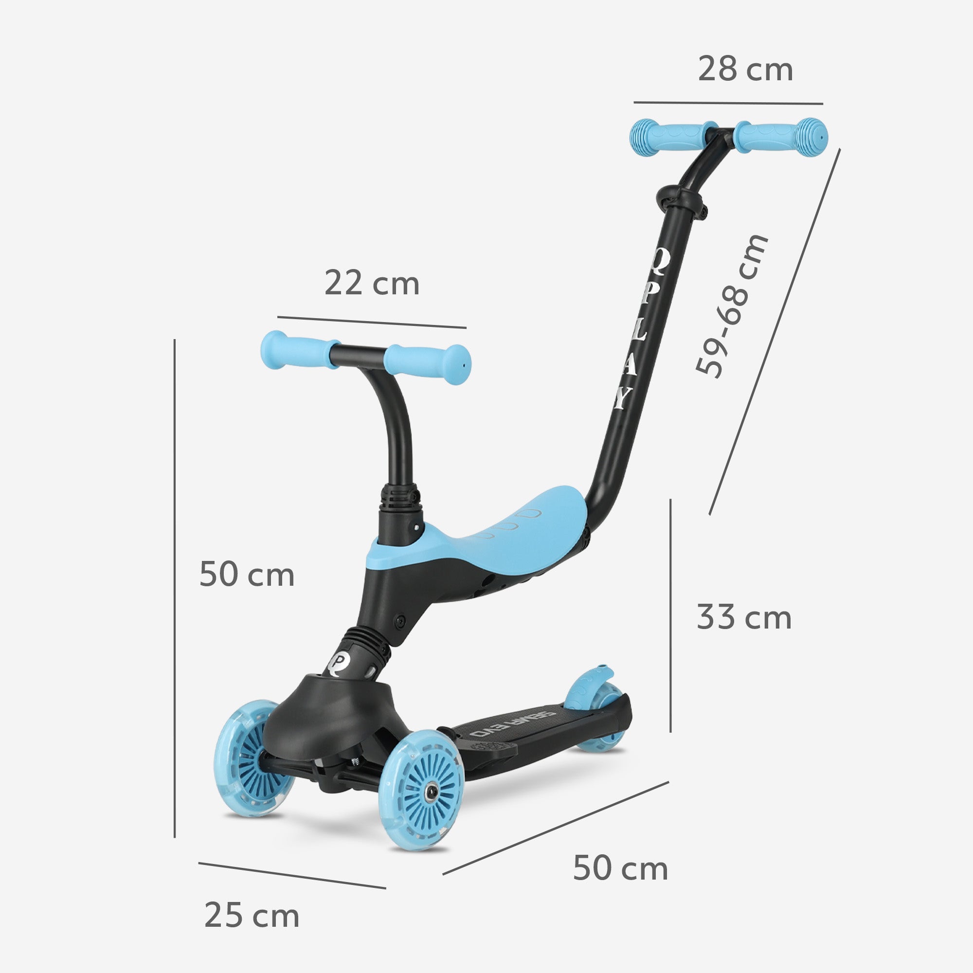 Qplay Sema Evo Kinderstep - 6-in-1 step - LED wielen - Blauw