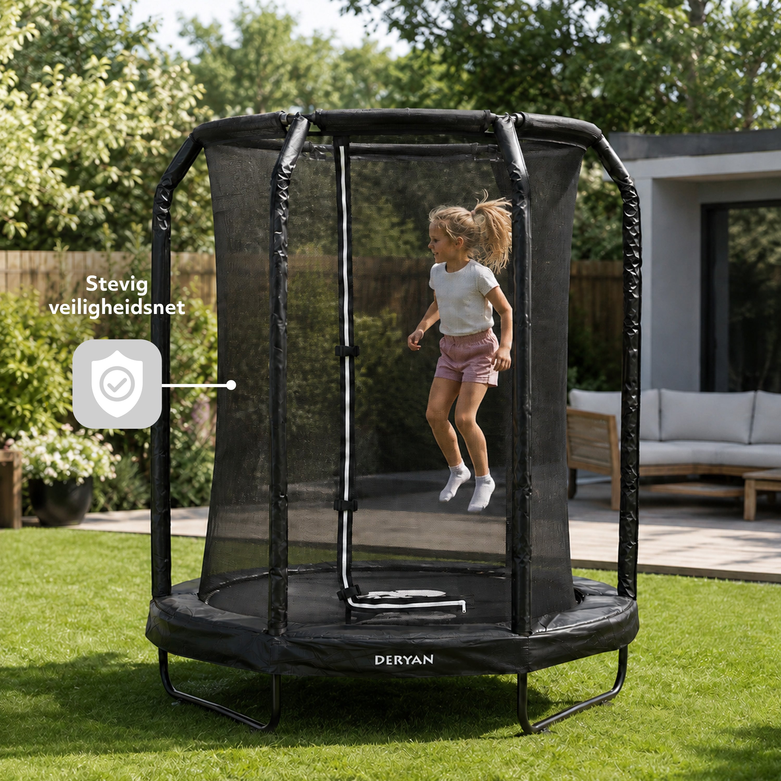 Kindertrampoline 140 cm met Veiligheidsnet - Zwart