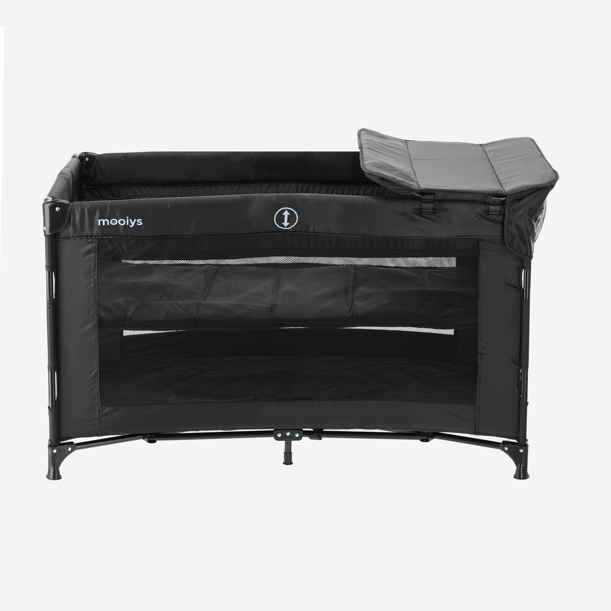 Mooiys Campingbed met Verschoonblad en Bodemverhoger - 120x60cm - Zwart