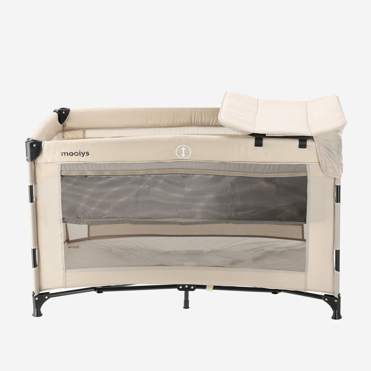 Mooiys Campingbed met Verschoonblad en Bodemverhoger - 120x60cm - Cream