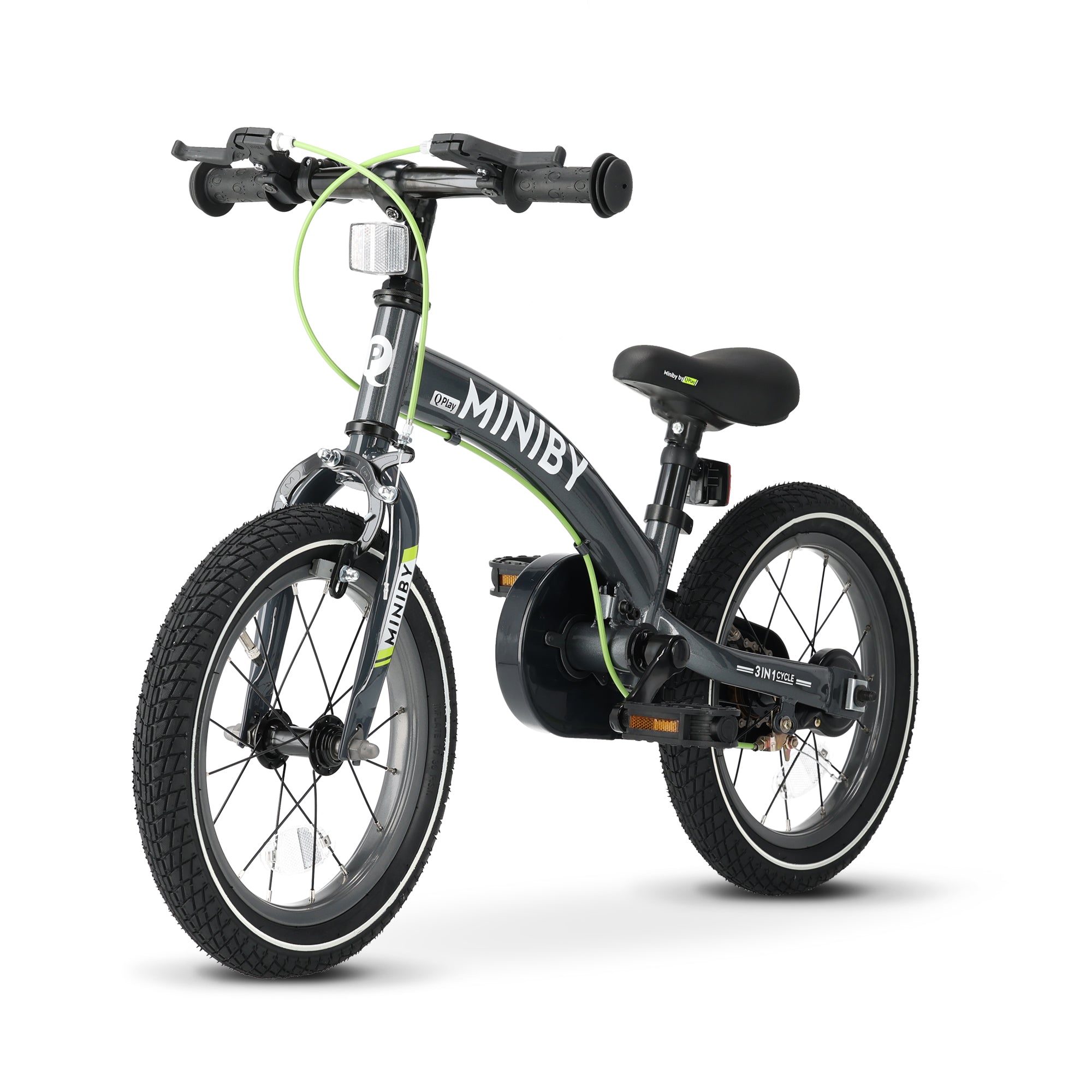 Qplay Miniby Kids bike 14 inch - 3 in 1 - balance bike - Gray