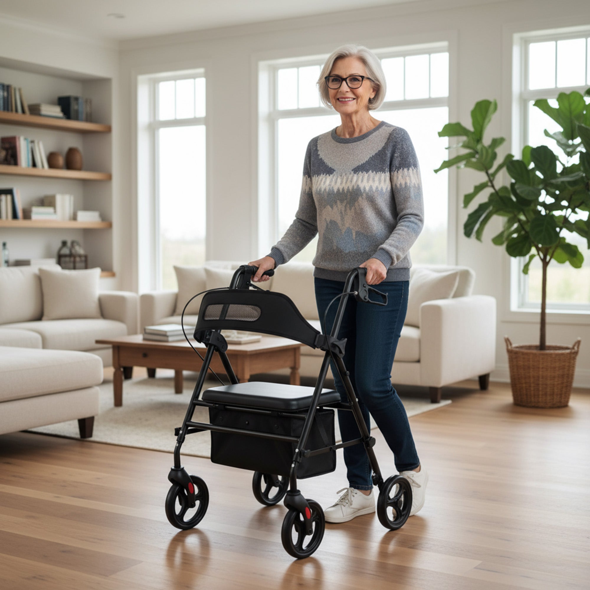 Mooiys Brian Rollator lichtgewicht en opvouwbaar - zitfunctie - voor binnen en buiten