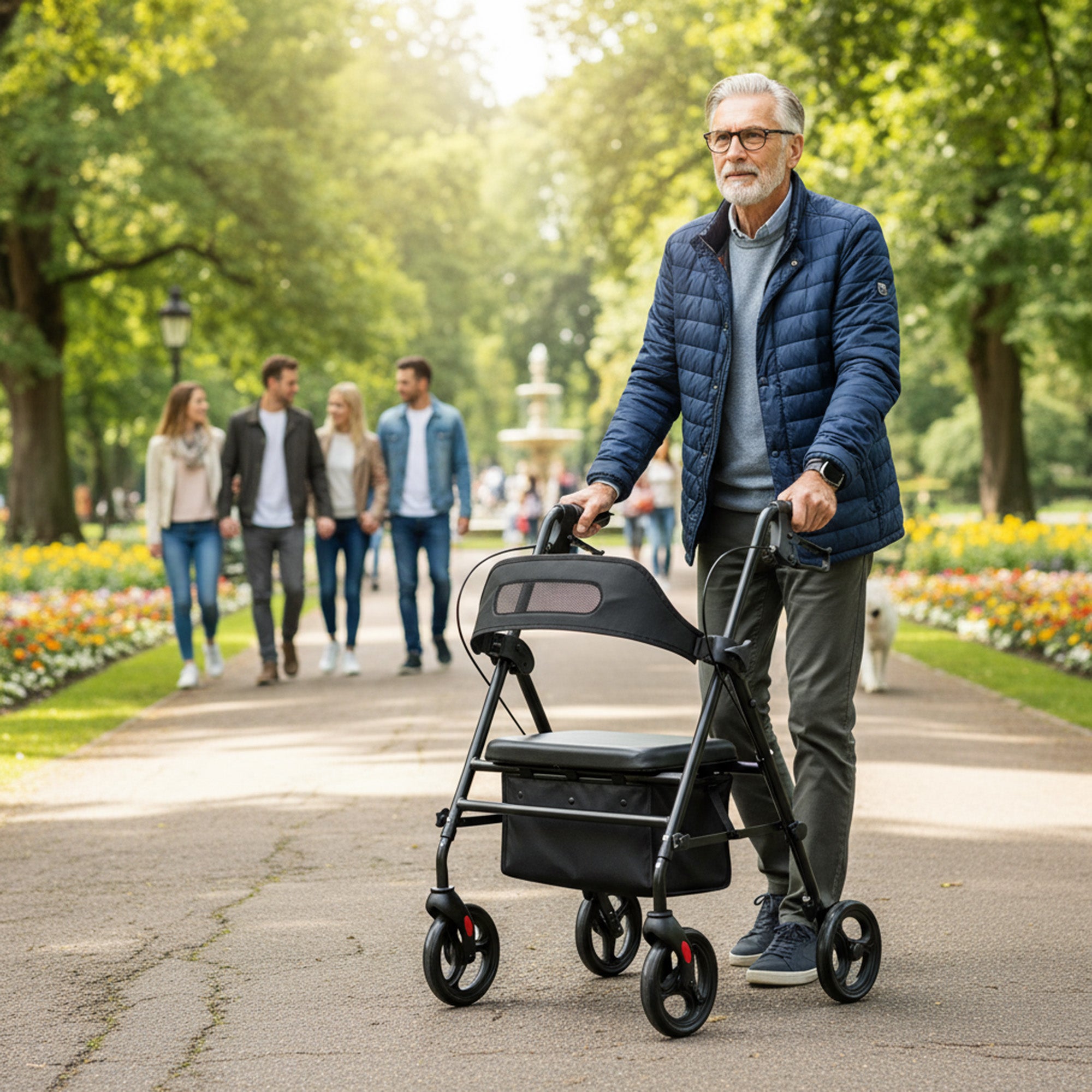 Mooiys Brian Rollator lichtgewicht en opvouwbaar - zitfunctie - voor binnen en buiten