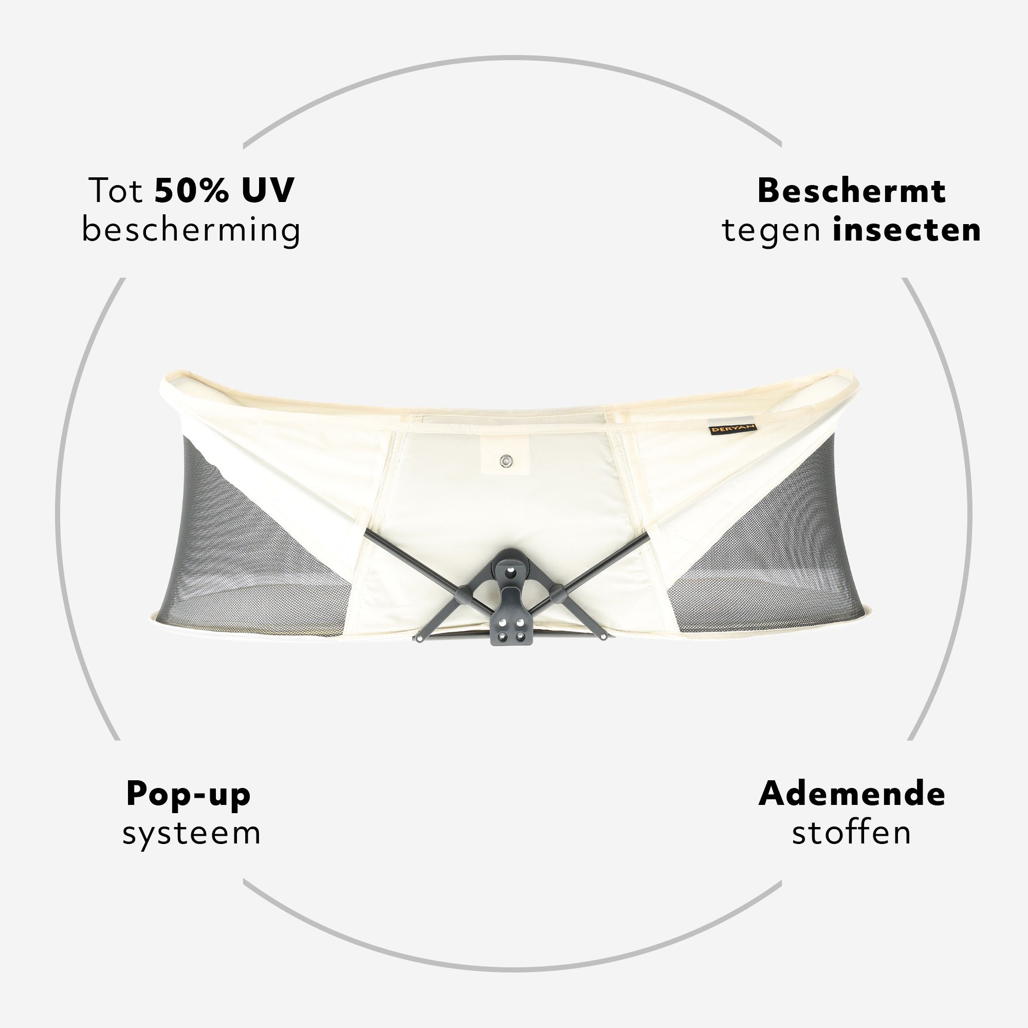 Deryan Infant Deluxe BabyBox Campingbedje - Cream + Inclusief Matras en klamboe