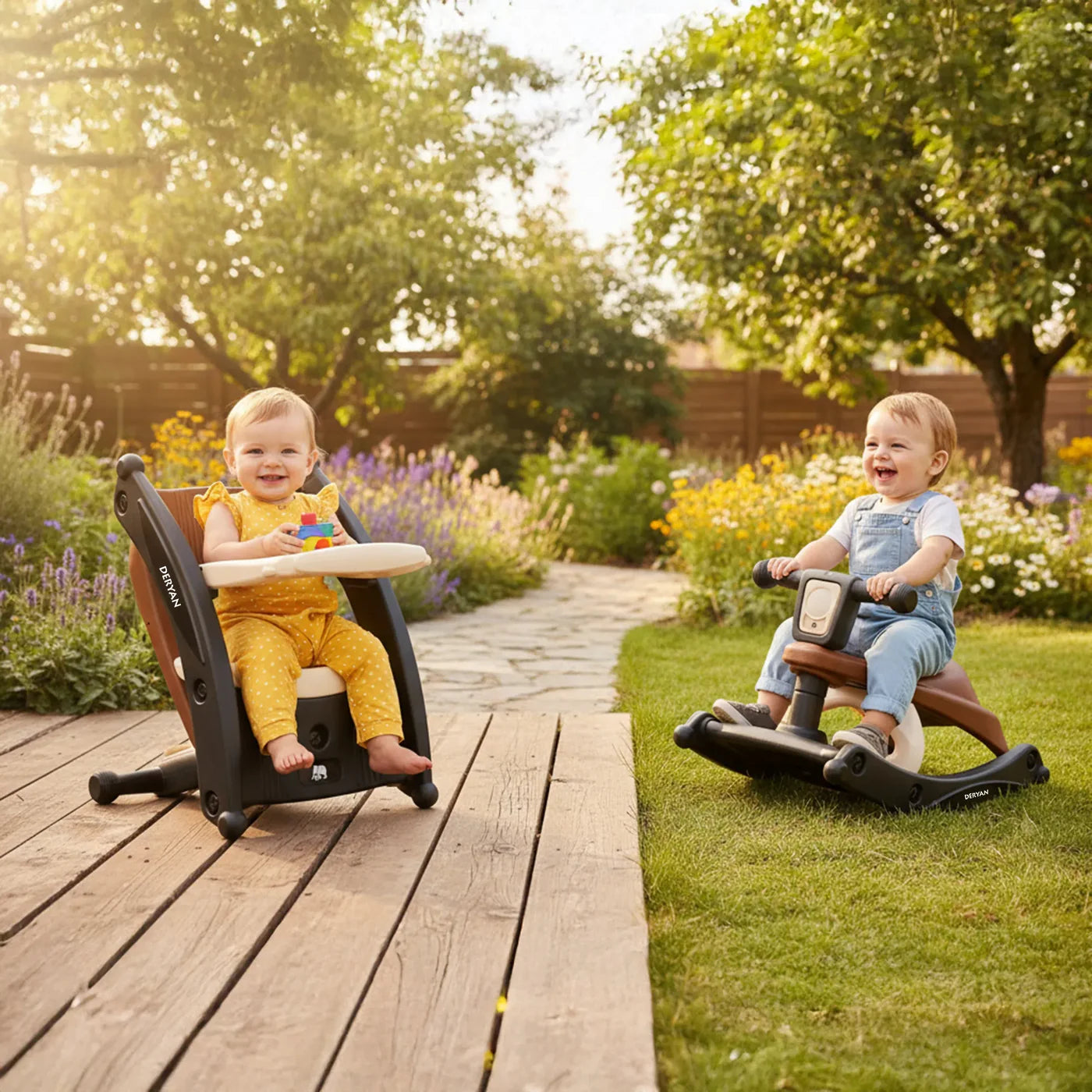 Tobi 2-in-1 Stoel en Schommelstoel - Bruin/Cream