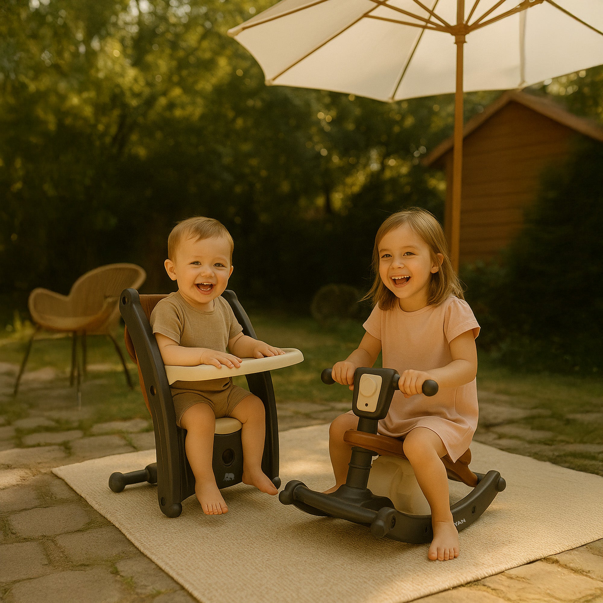 Tobi 2-in-1 Stoel en Schommelstoel - Bruin/Cream