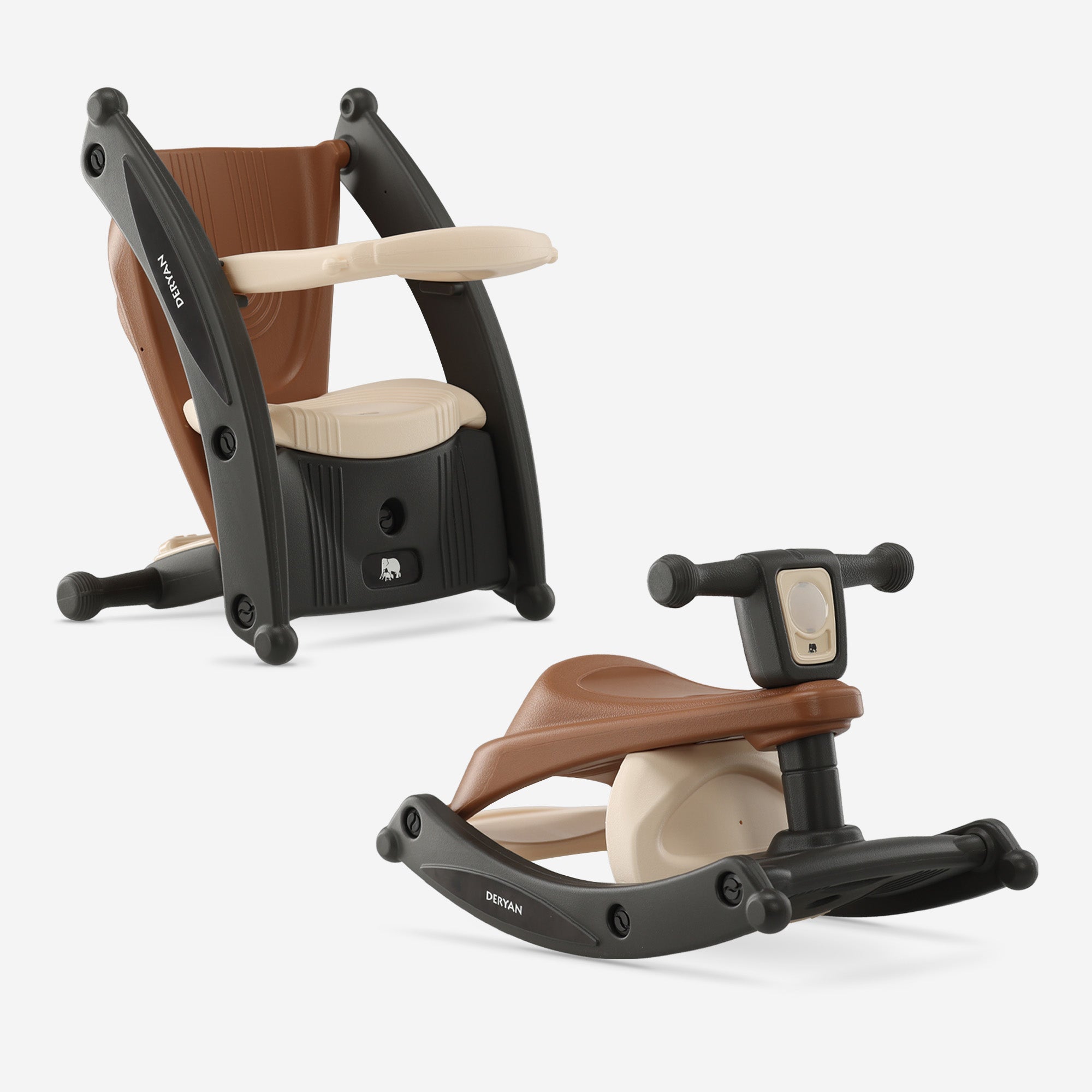 Tobi 2-in-1 Stoel en Schommelstoel - Bruin/Cream