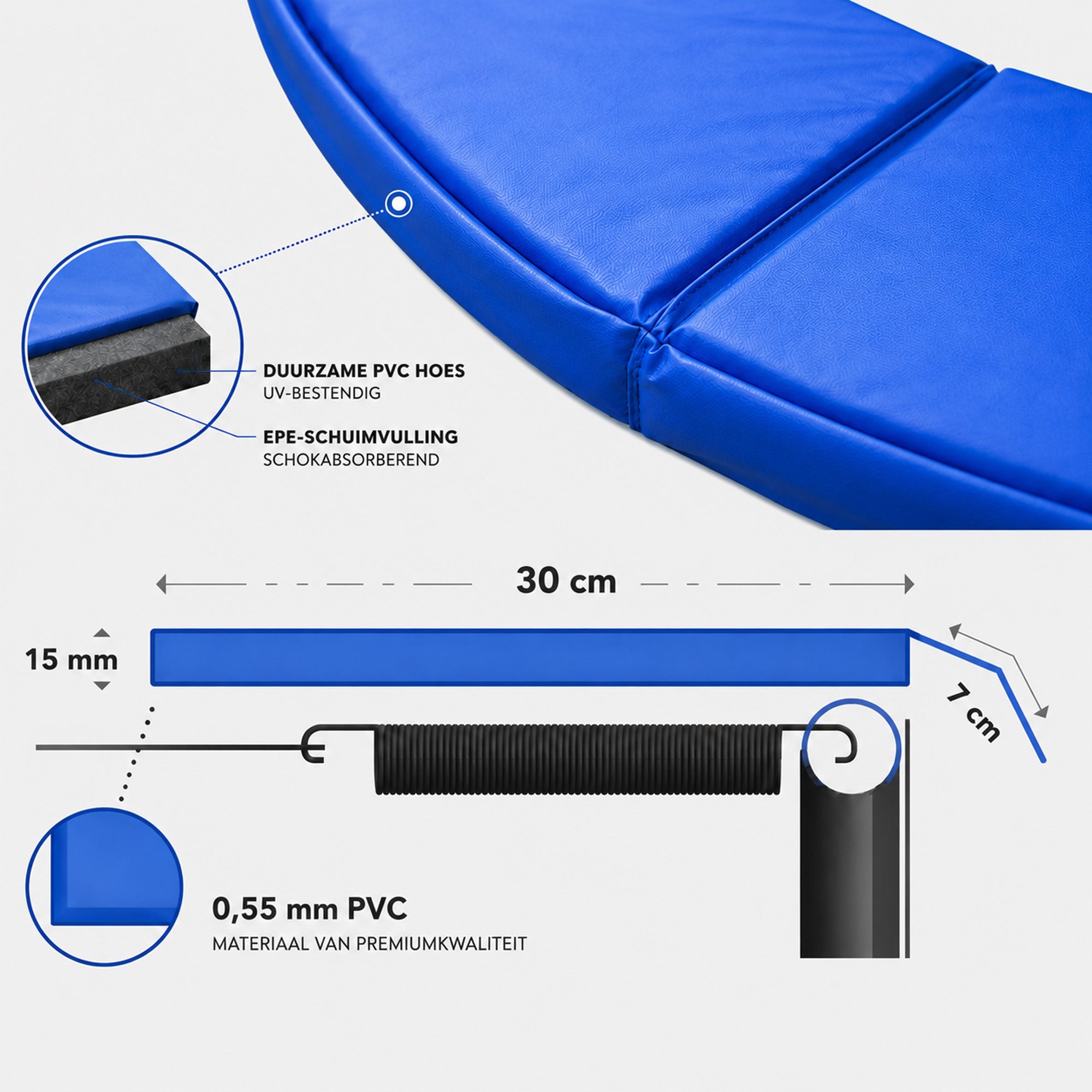 Mooiys Trampolinerand 305 cm - Beschermrand Trampoline - Blauw