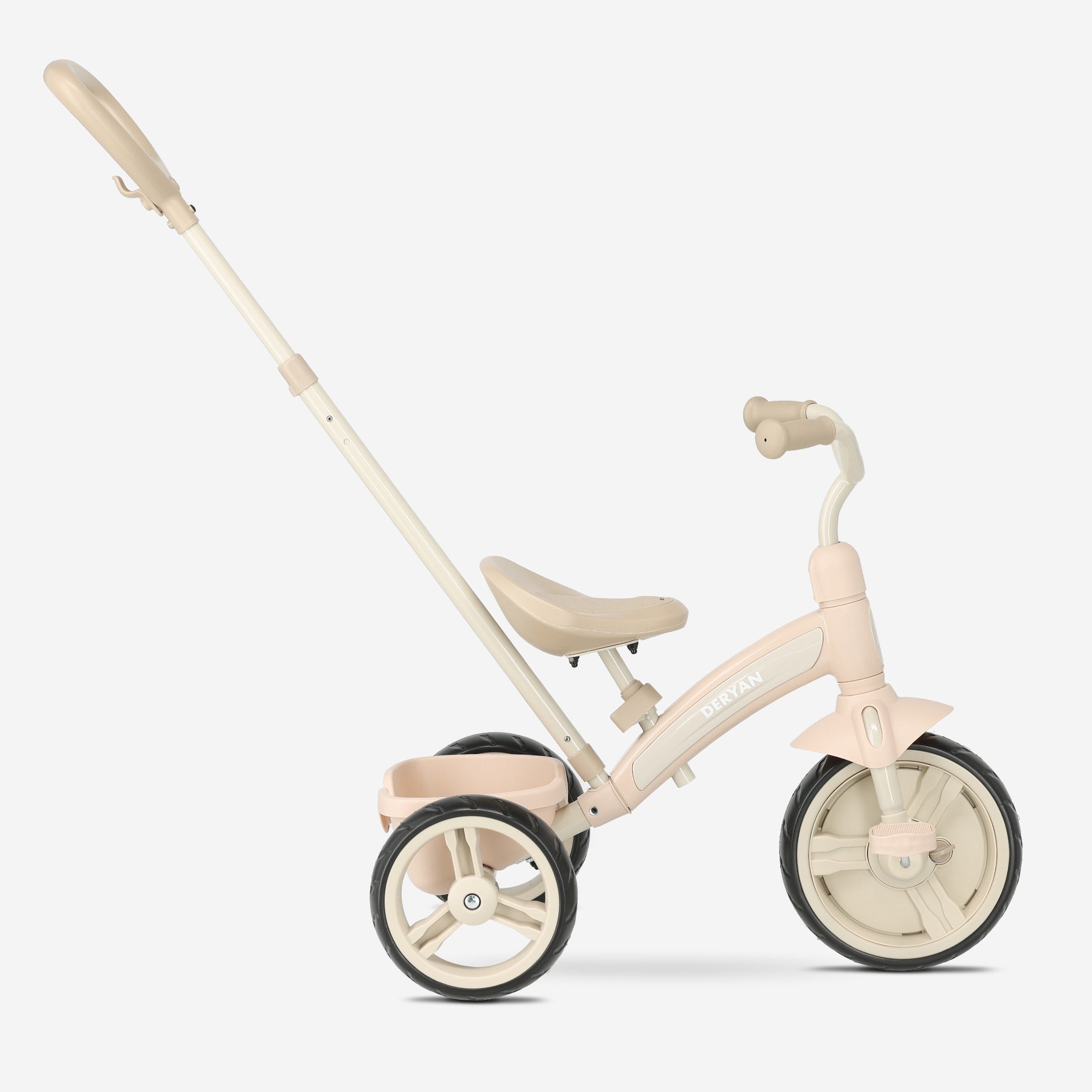 Driewieler met duwstang - Beige
