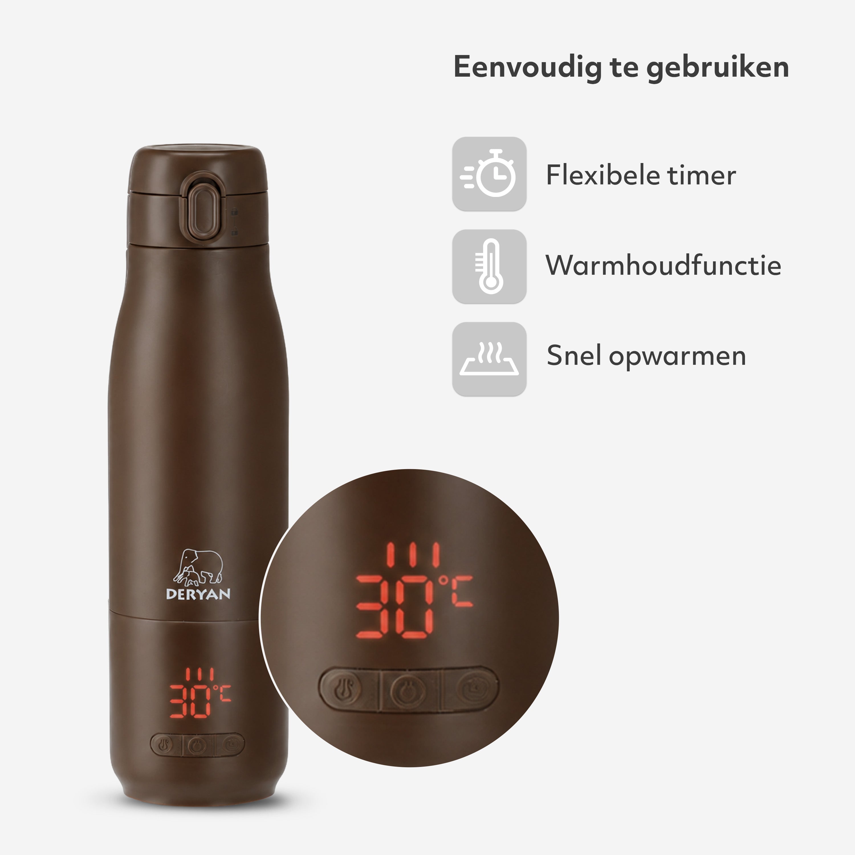 Draagbare Elektrische Flessenwarmer - Draadloos - Bruin