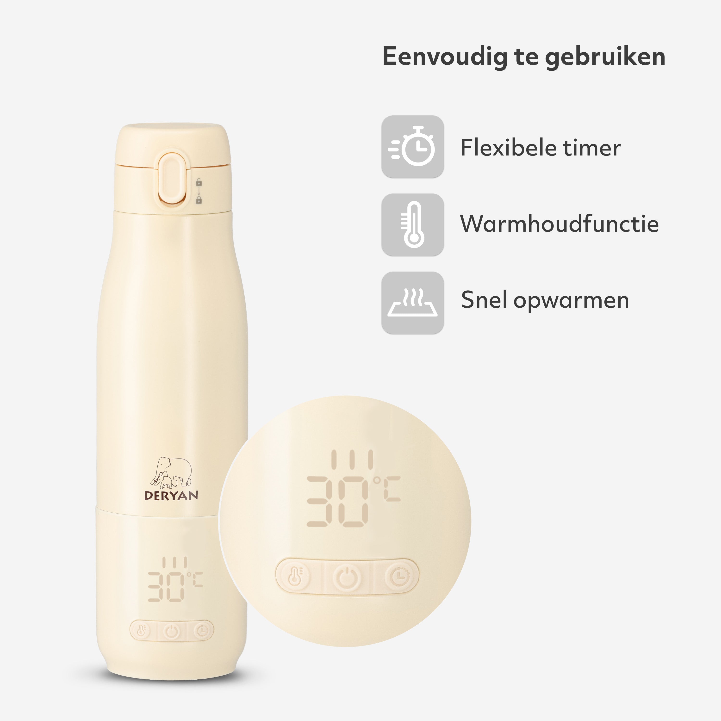Draagbare Elektrische Flessenverwarmer - Draadloos - Créme