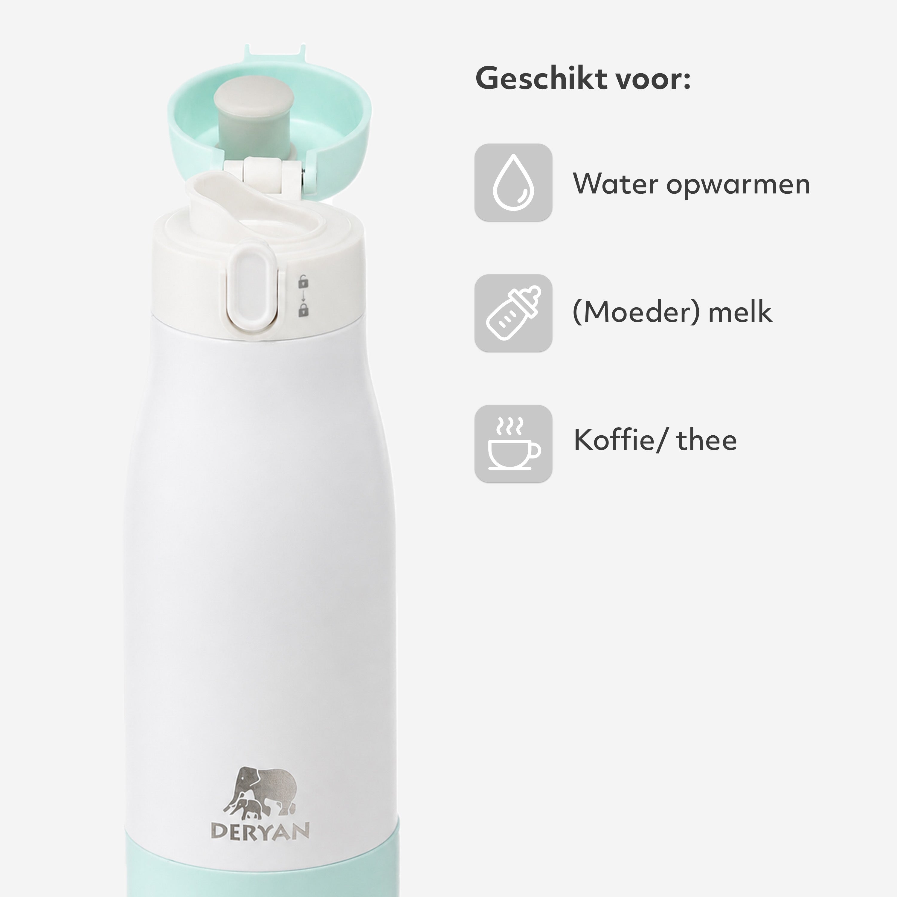 Draagbare Elektrische Flesverwarmer - Draadloos - Mint