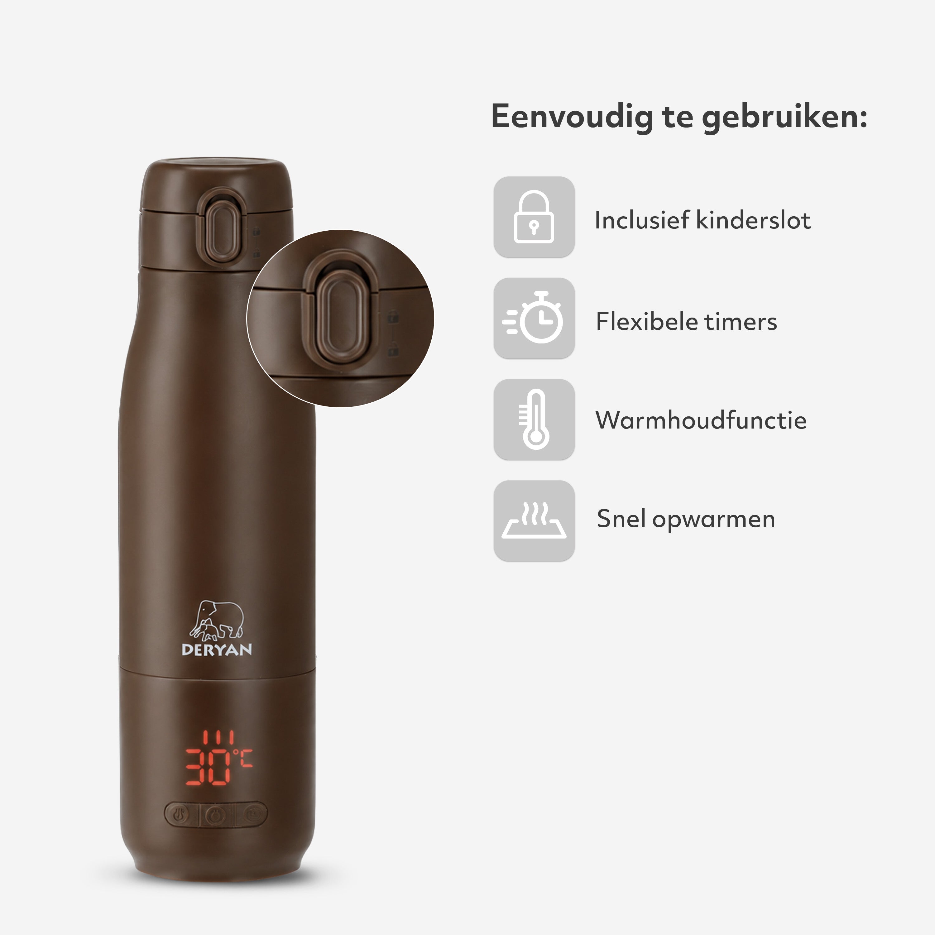 Draagbare Elektrische Flessenwarmer - Draadloos - Bruin