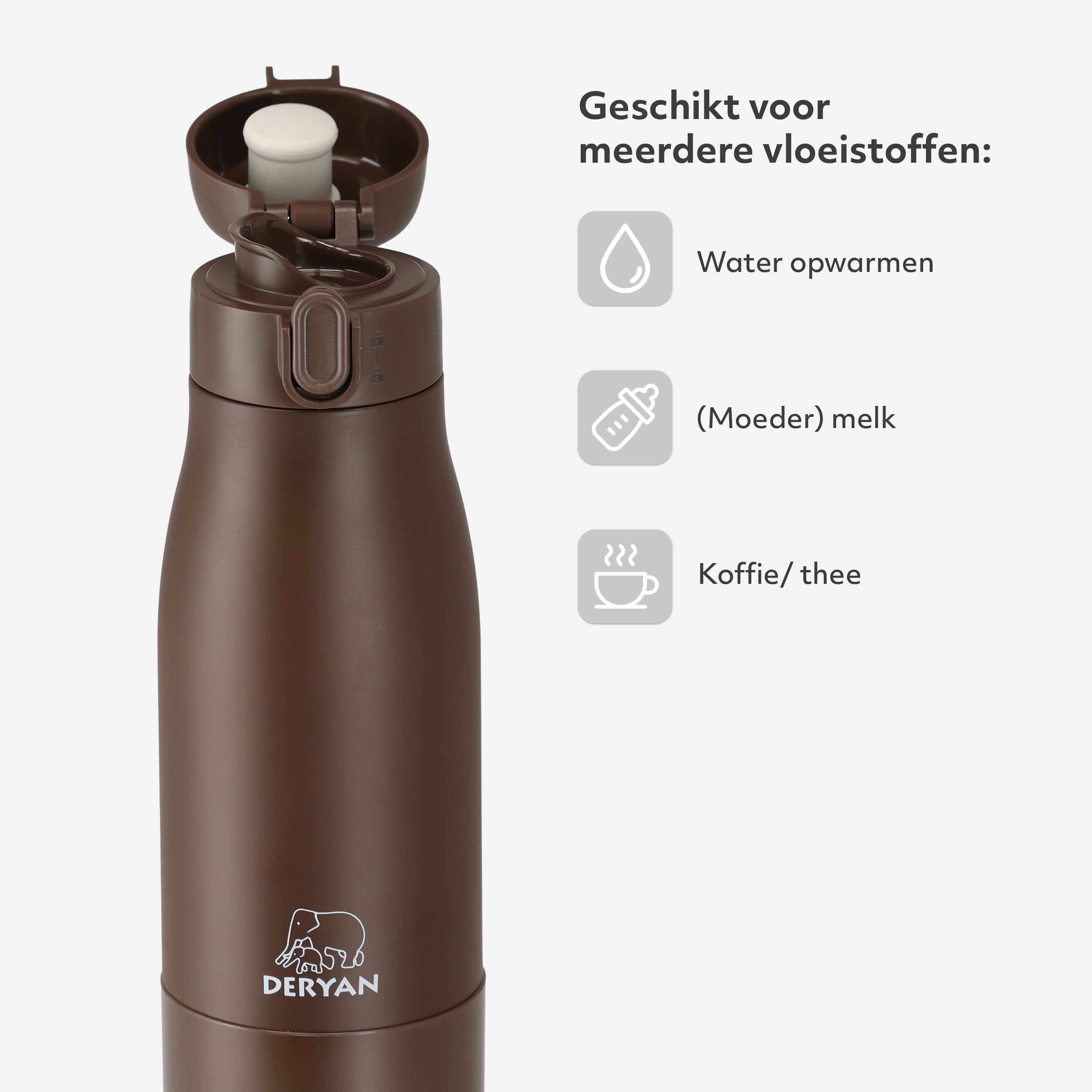 Draagbare Elektrische Flessenwarmer - Draadloos - Bruin