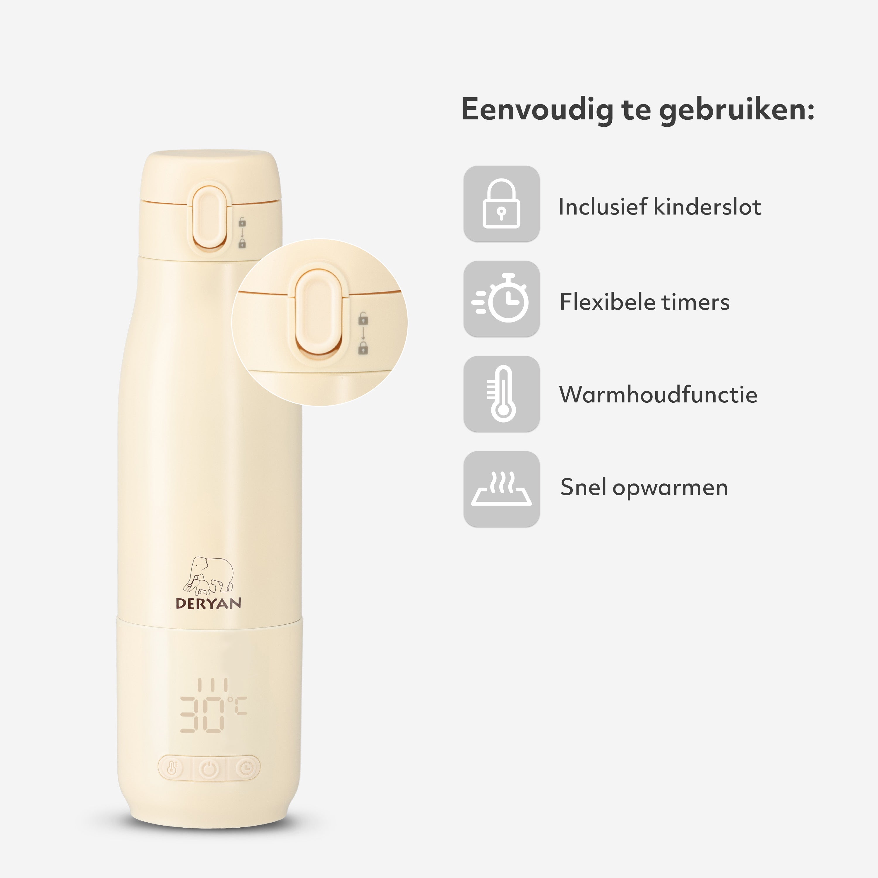 Draagbare Elektrische Flessenverwarmer - Draadloos - Créme