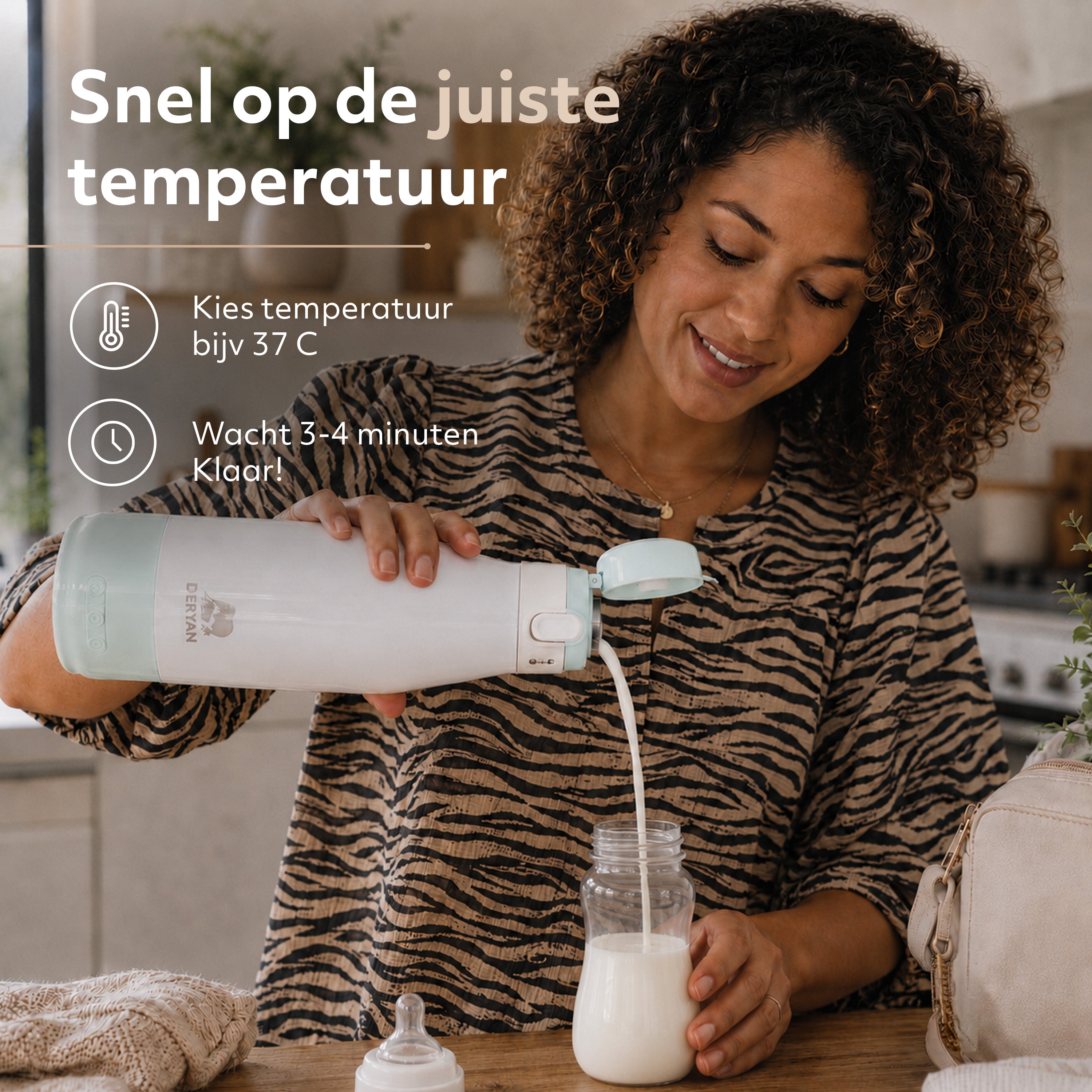 Draagbare Elektrische Flesverwarmer - Draadloos - Mint