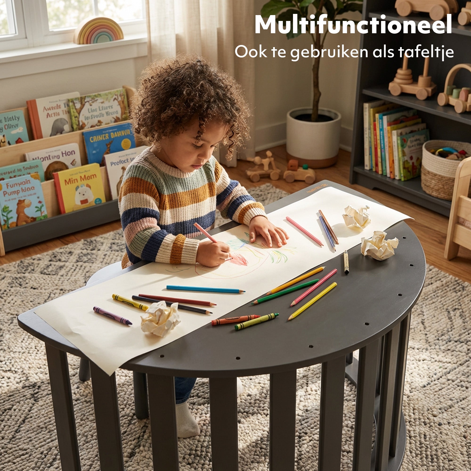 Deryan Multifunctionele Klimboog - 5 in 1 model - Speelboog - Klimrek - Speeltoestel - Inclusief Kussen - Tekentafel - zwart