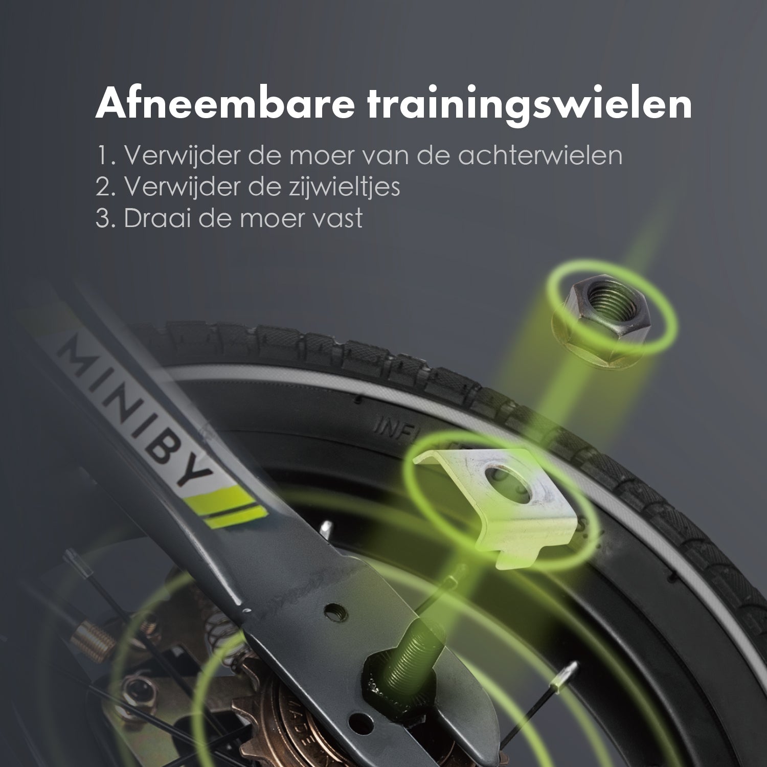 Qplay Miniby Kids bike 14 inch - 3 in 1 - balance bike - Gray