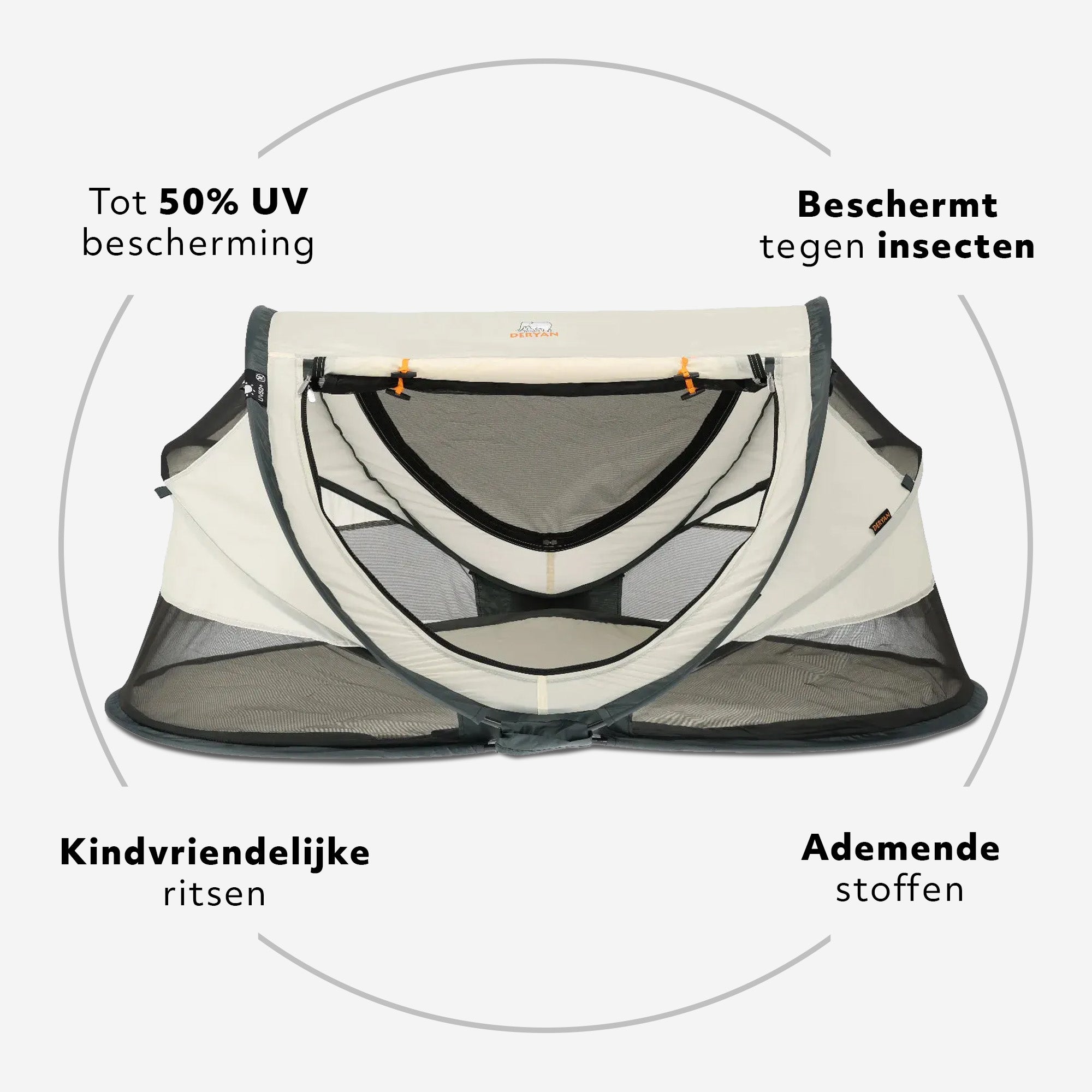 Deryan Kleinkind-Luxus-Campingbett - Inklusive selbstaufblasbarer Matratze - Creme
