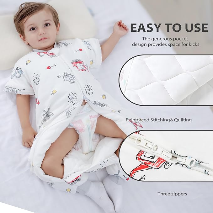 <tc>Mooiys</tc> Baby Winter Sleeping Bag with Detachable Sleeve - White - Vehicles