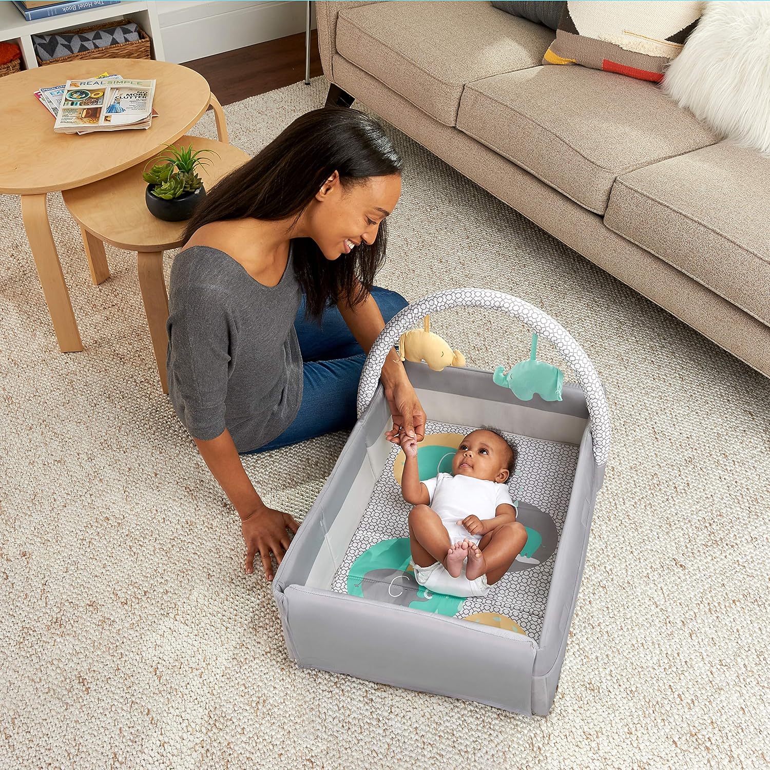 Ingenuity 3in1 Babygym -Speelgym - Speelmat - Opvouwbaar Reisbedje Grijs