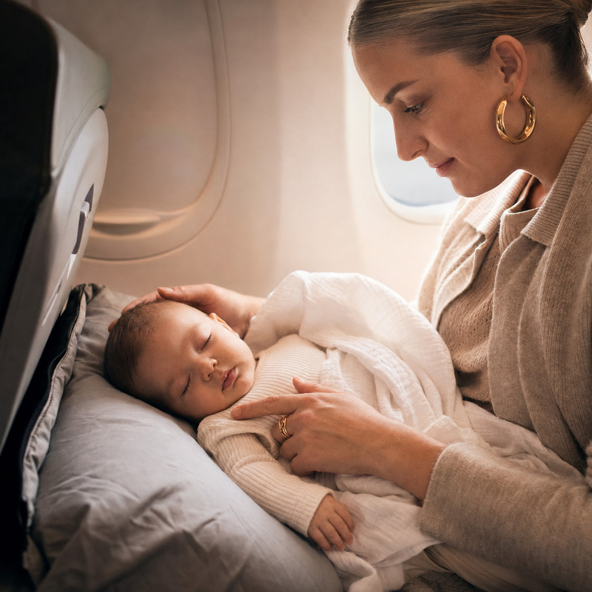 DERYAN AirTraveller Lit d'avion - Coussin de voyage avec matelas - compact et plié - Marron