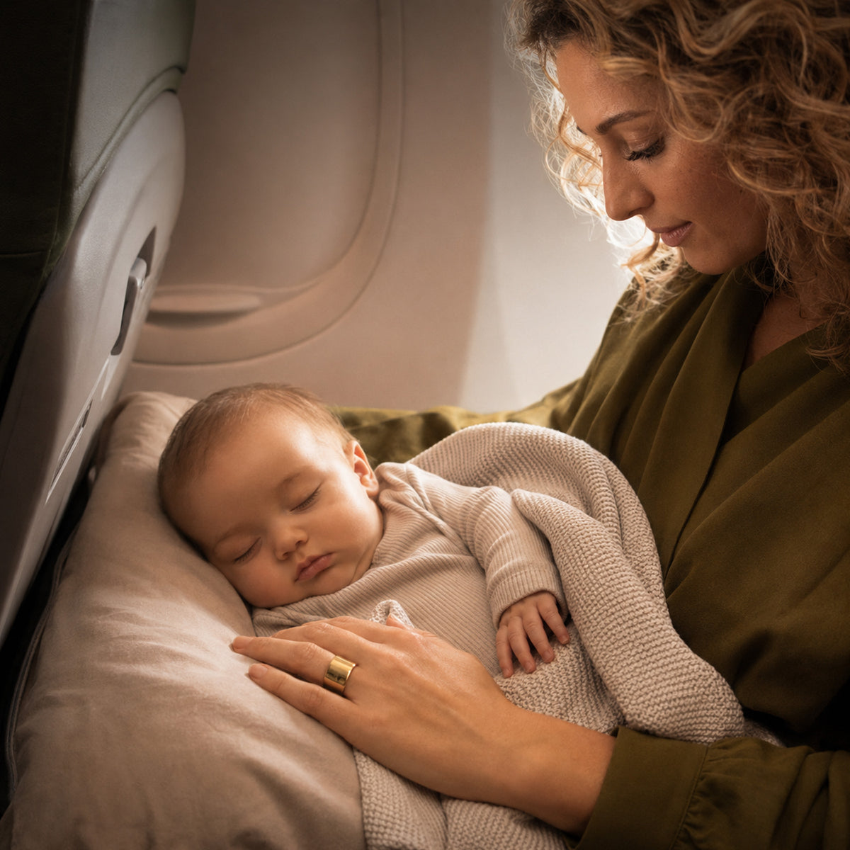 DERYAN AirTraveller Airplane cot - Reisekissen mit Matratze - kompakt zusammengefaltet