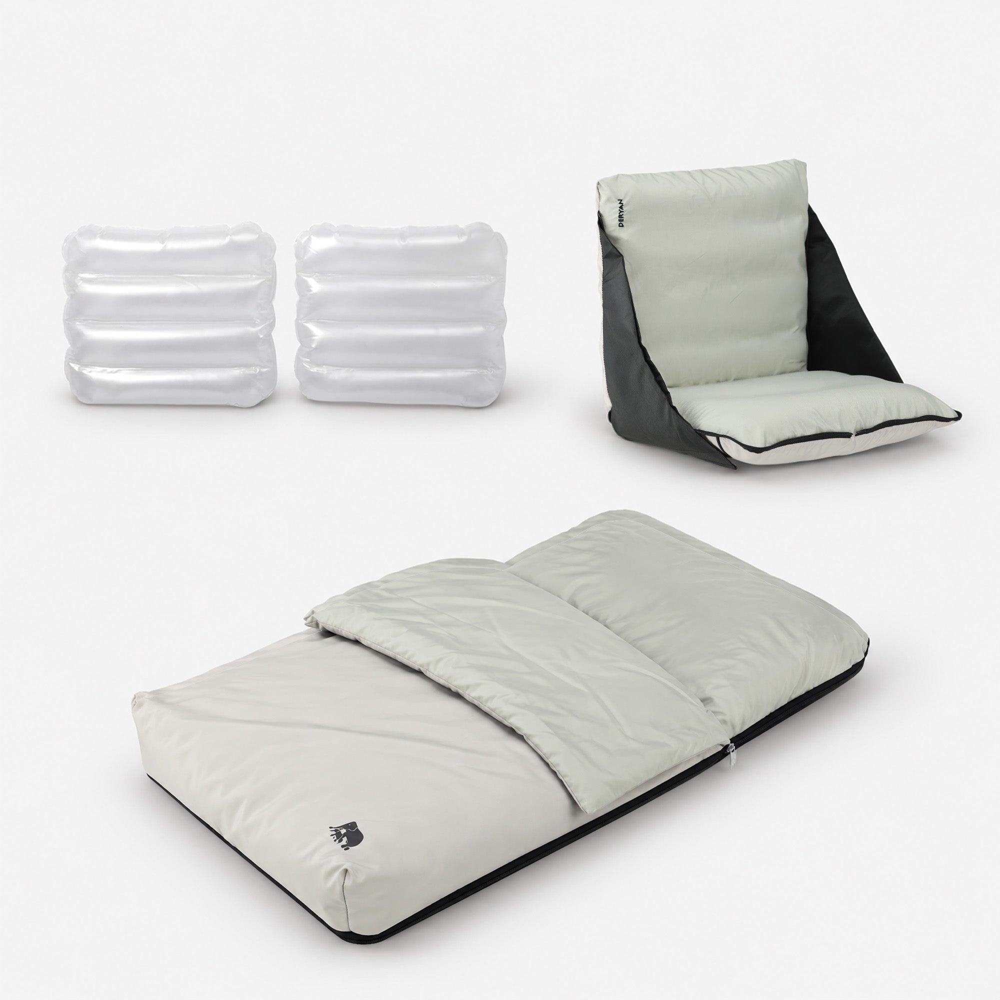 DERYAN AirTraveller Vliegtuigbedje - Reiskussen met matras - compact opgevouwen