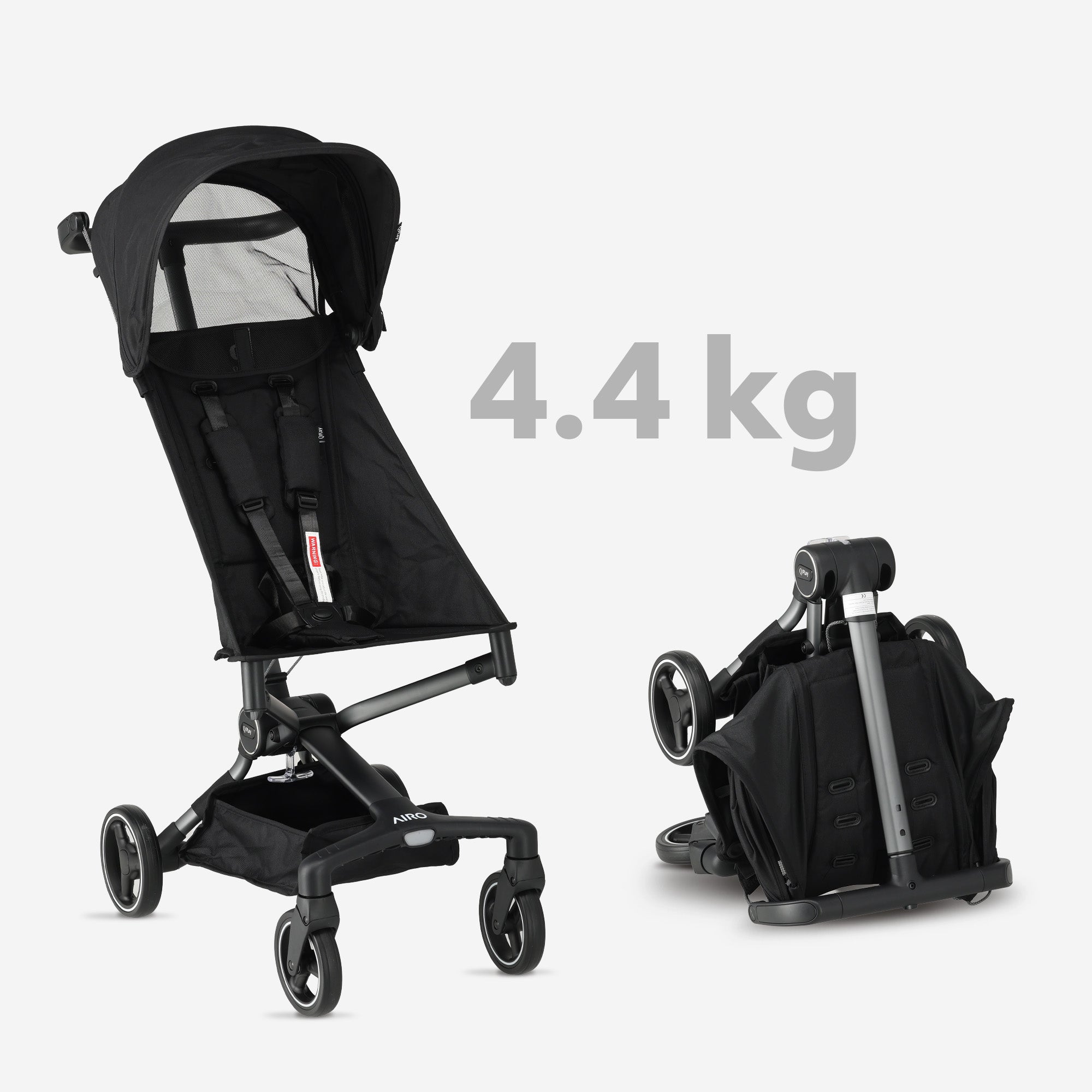 Qplay Airo Buggy - Inklapbaar - Lichtgewicht & Opvouwbaar - Zwart