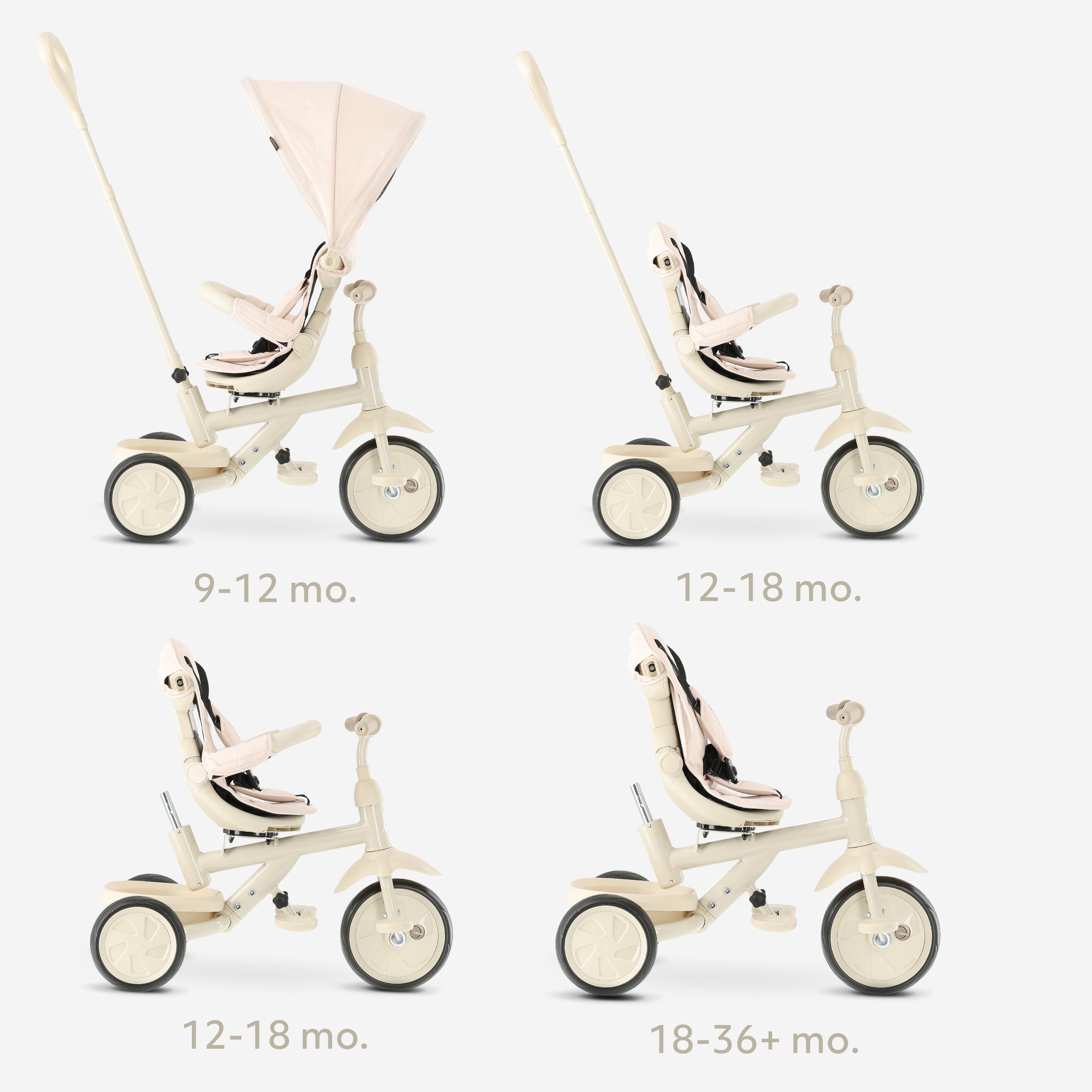 Adventurer Driewieler met duwstang Beige