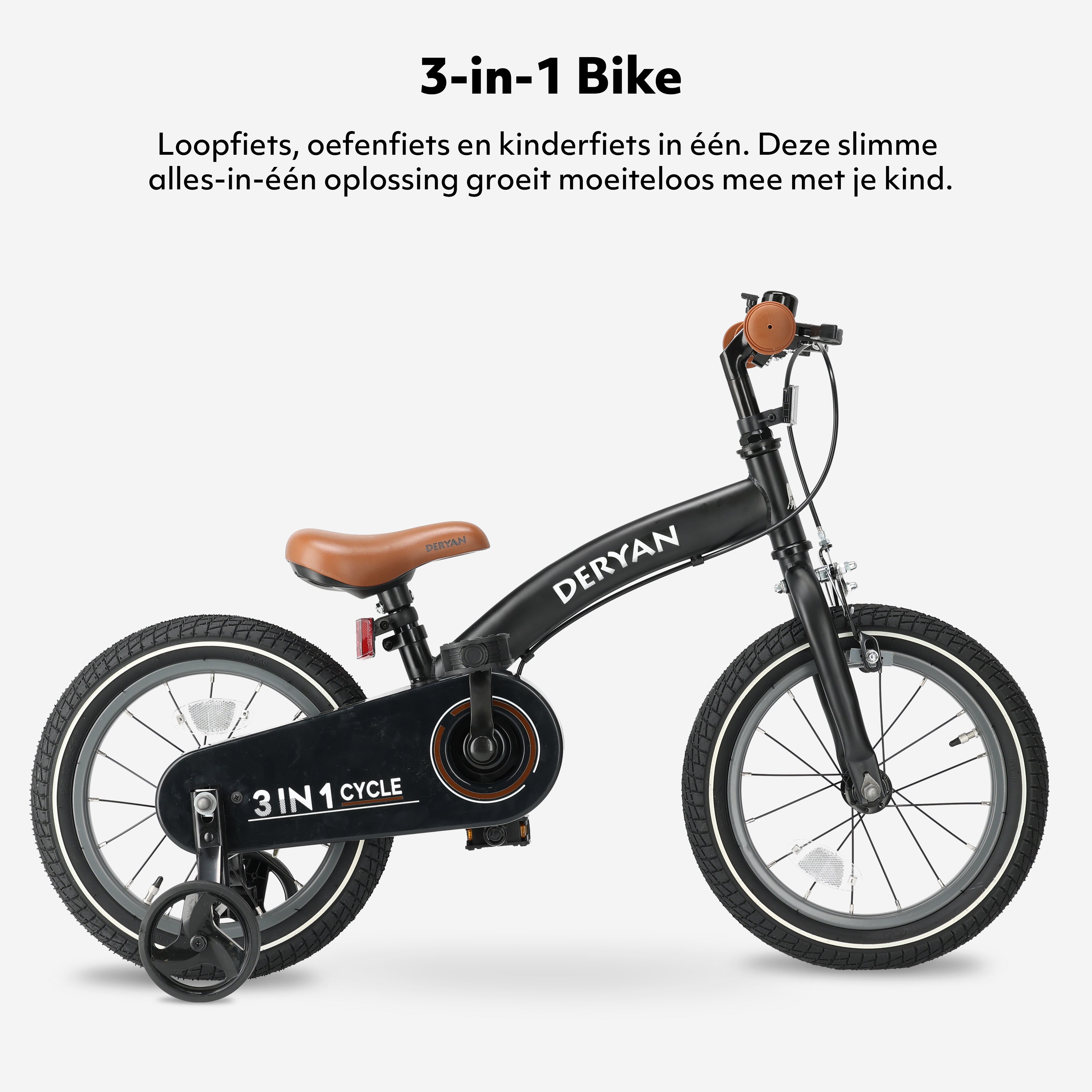 Luxus Kinderfahrrad 14 Zoll - 3 in 1 - Balance Fahrrad
