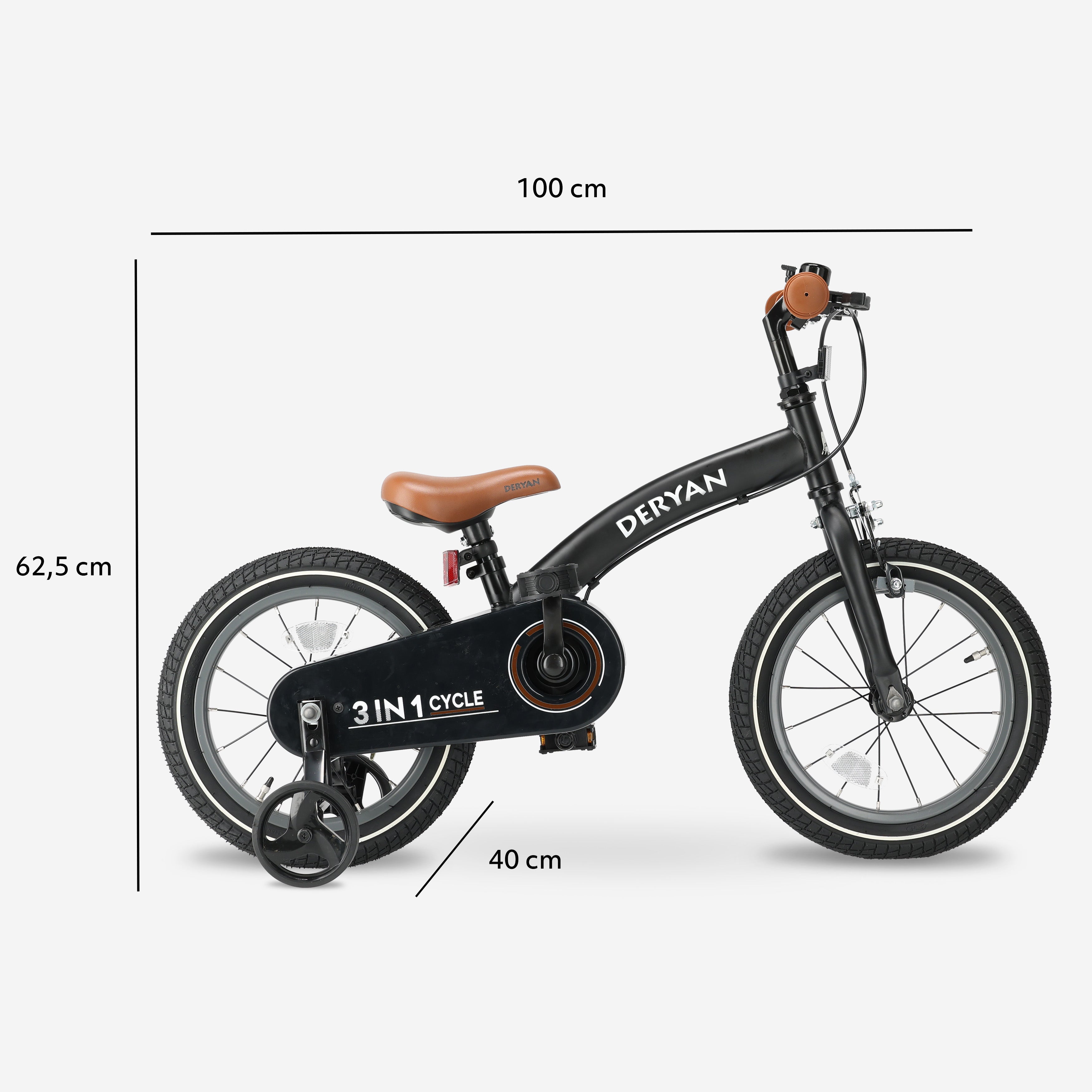 Luxus Kinderfahrrad 14 Zoll - 3 in 1 - Balance Fahrrad