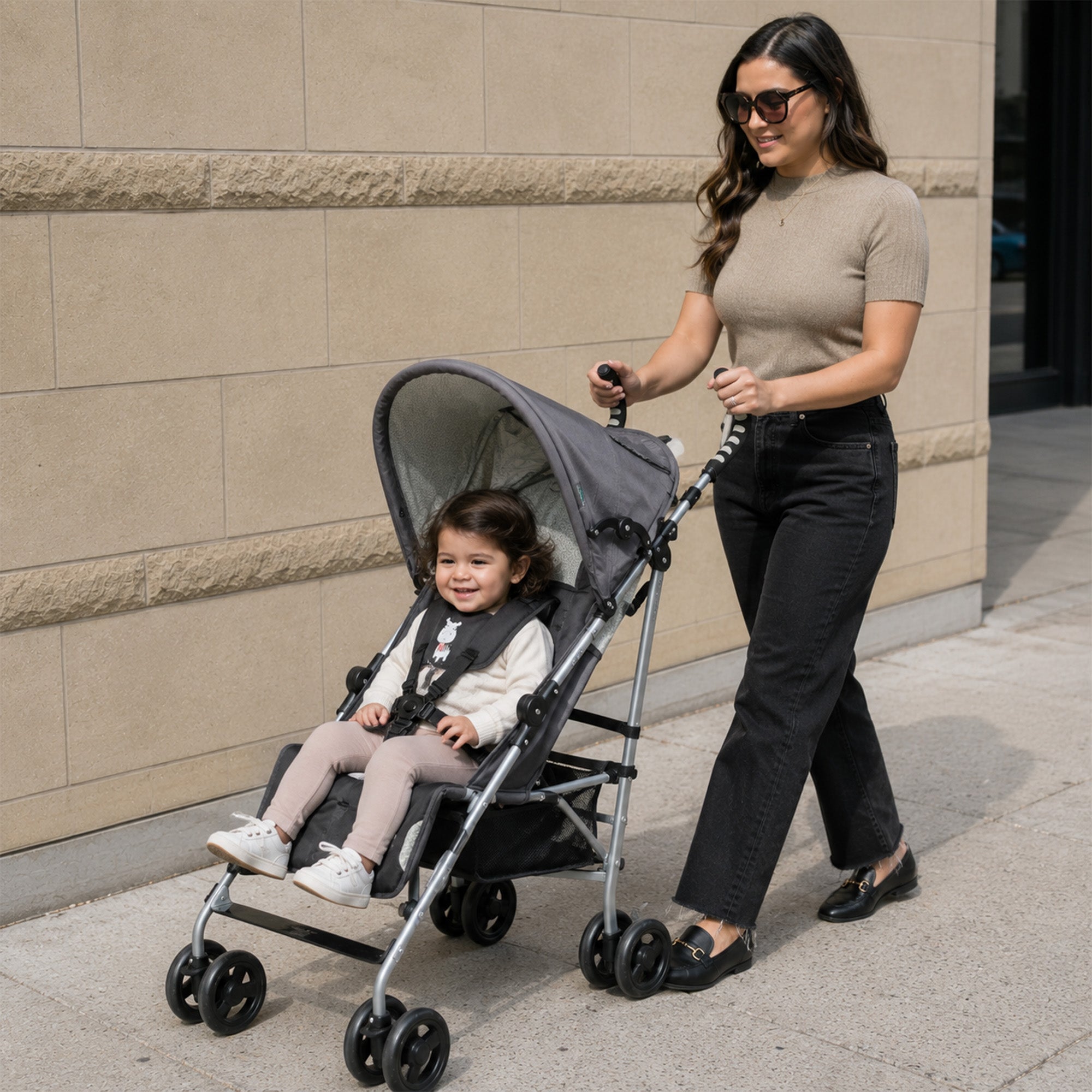 Asalvo Buggy - Paraplu Buggy - Compact Inklapbaar - Grijs/Créme