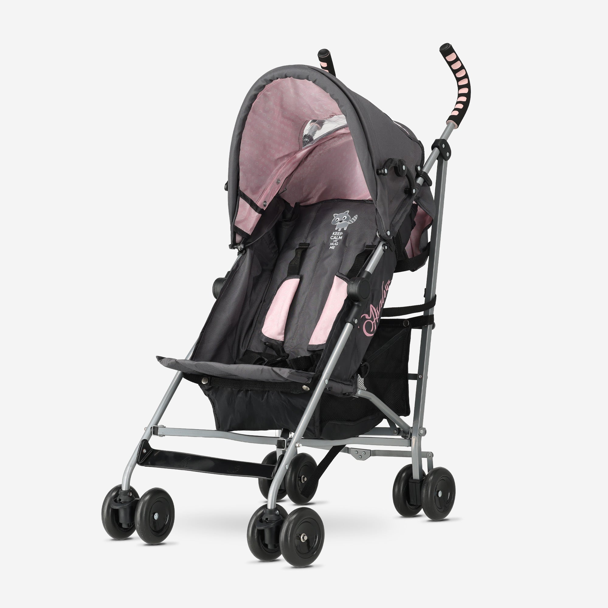 Asalvo Buggy - Paraplu Buggy - Compact Inklapbaar - Grijs/Roze