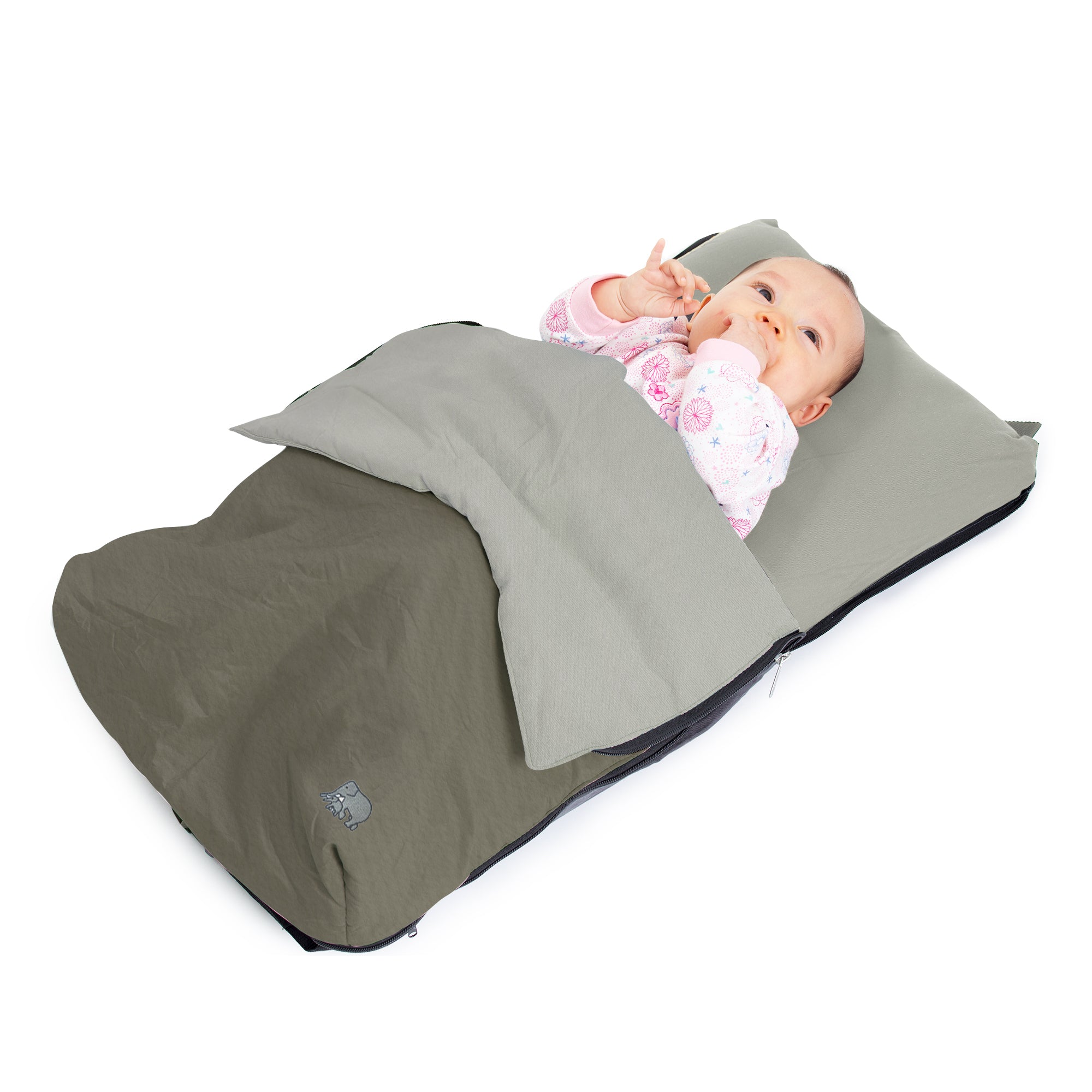 DERYAN AirTraveller Airplane Cot - Travel cushion with mattress - compactly folded - Brown