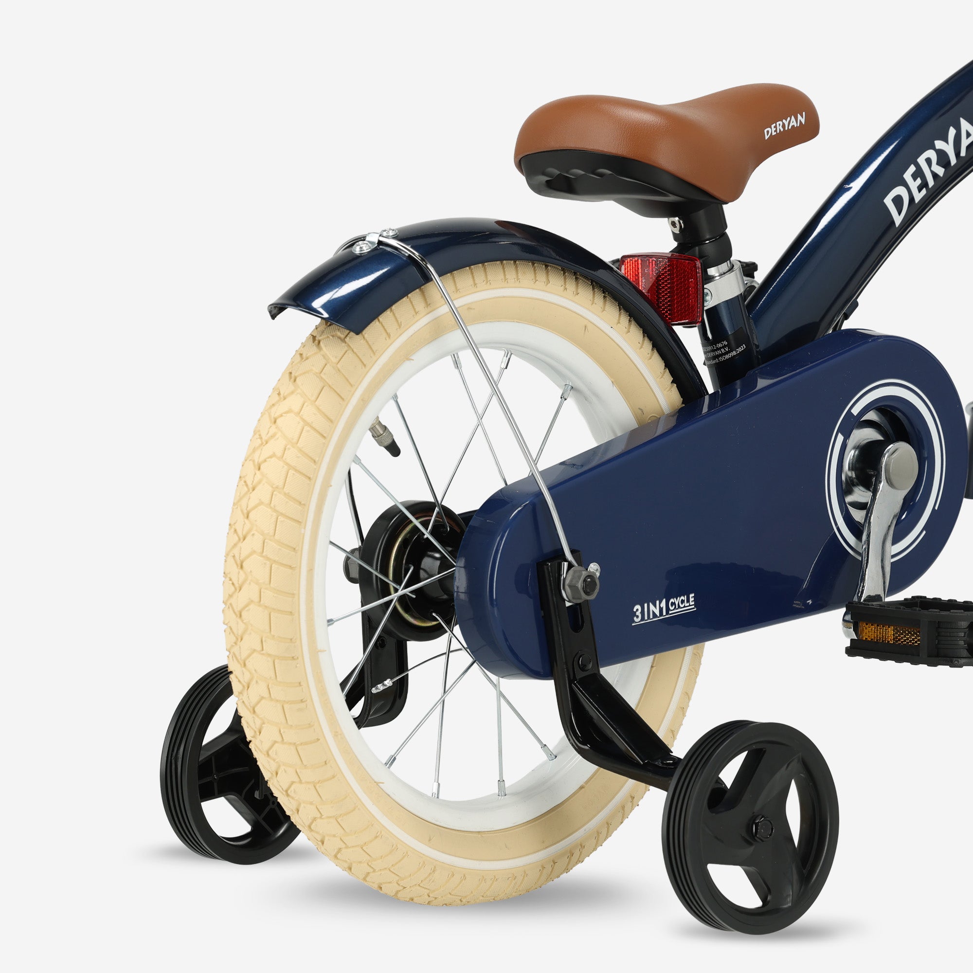 Deryan Luxe Kinderfiets 14 inch - 3 in 1 - loopfiets Blauw